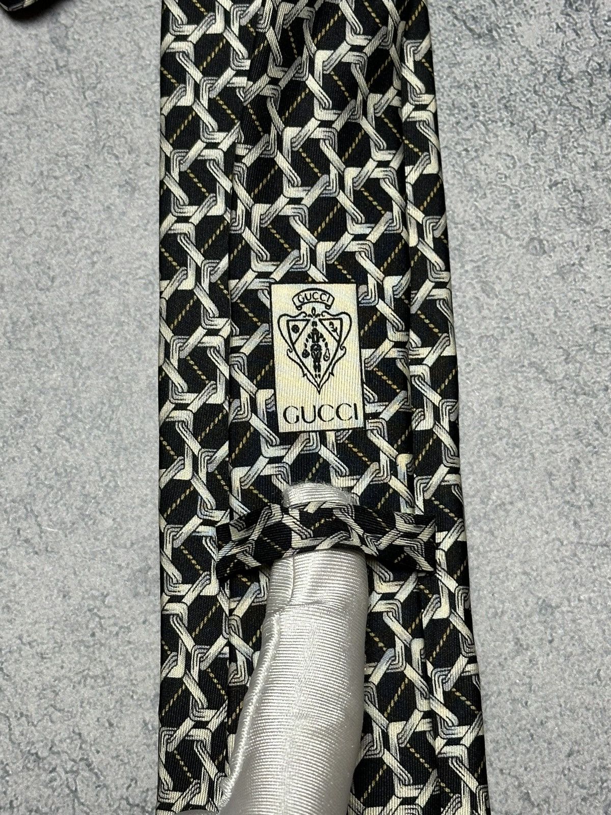 Gucci Vintage Gucci Monogram Silk Tie Size ONE SIZE - 10 Thumbnail