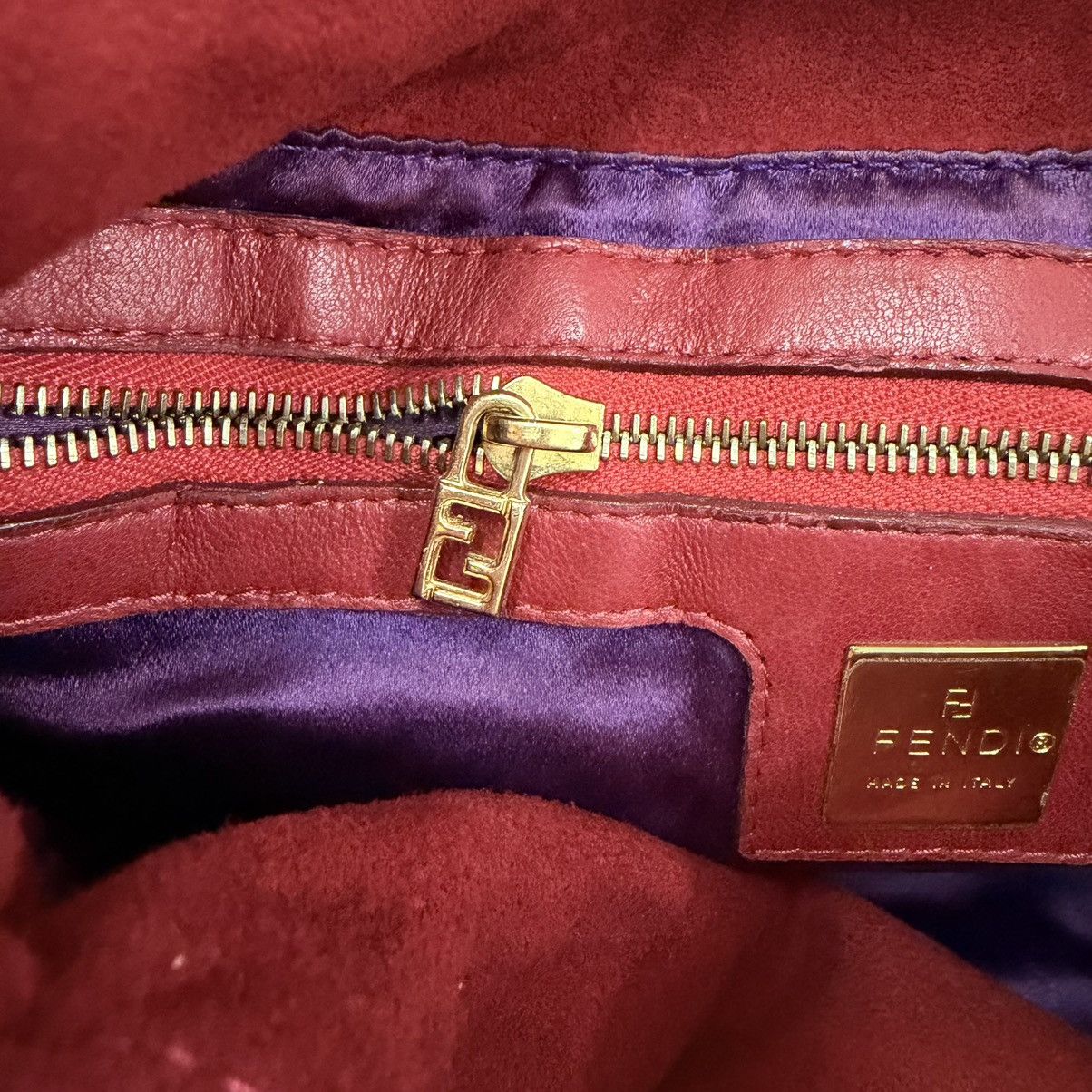 Fendi Fendi Baguette Red Suede Leather Shoulder Bag Size ONE SIZE - 16 Thumbnail