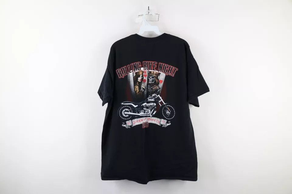 Vintage Vintage Y2K Night Pinup Girl Skeleton Motorcycle T-Shirt Size US XL / EU 56 / 4 - 10 Thumbnail