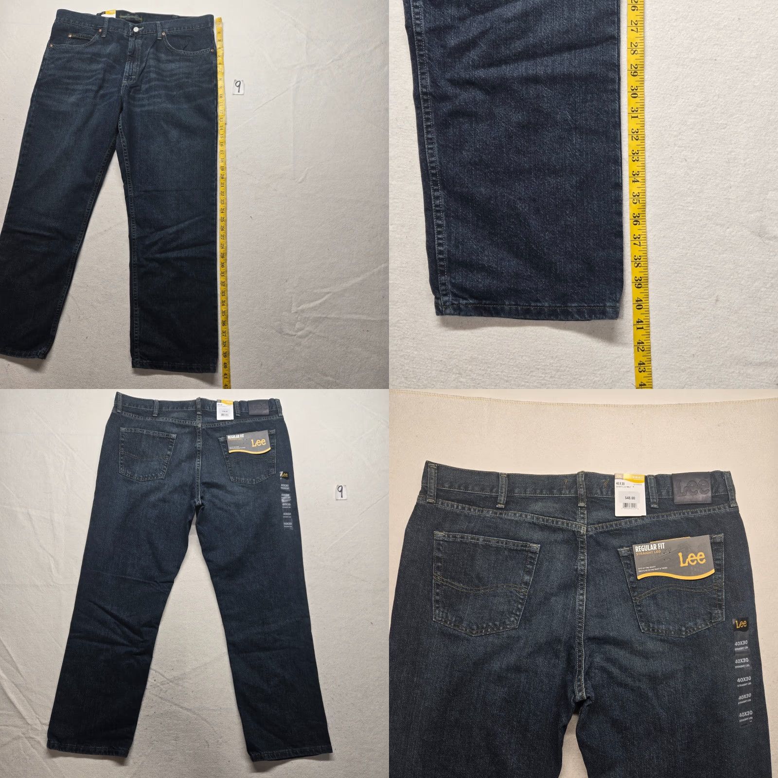 Lee Lee Jeans Denim Blue Regular Fit Straight Leg Jeans Men 40 x 30 Size US 40 / EU 56 - 8 Thumbnail