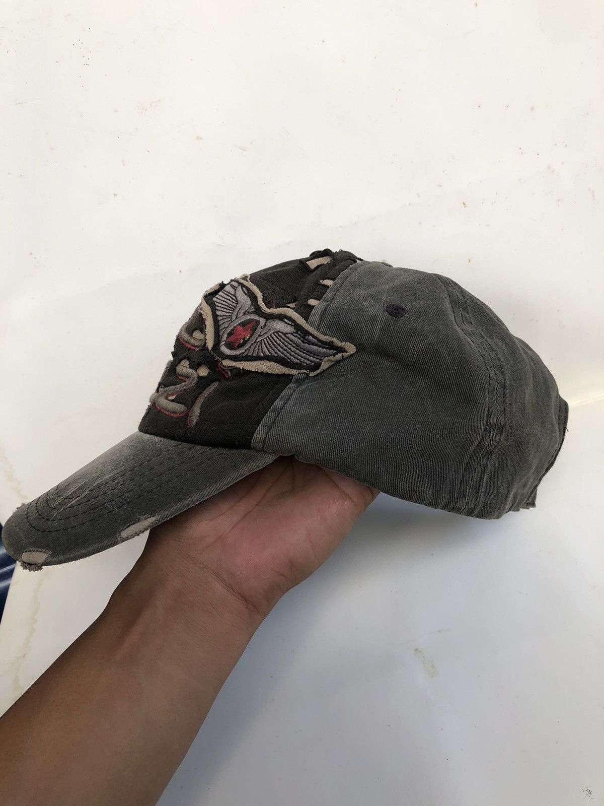 If Six Was Nine × Japanese Brand × Le Grande Bleu (L.G.B.) JAPANESE DISTRESSED POEM ANOVAZI PUNK CAP Size ONE SIZE - 4 Thumbnail