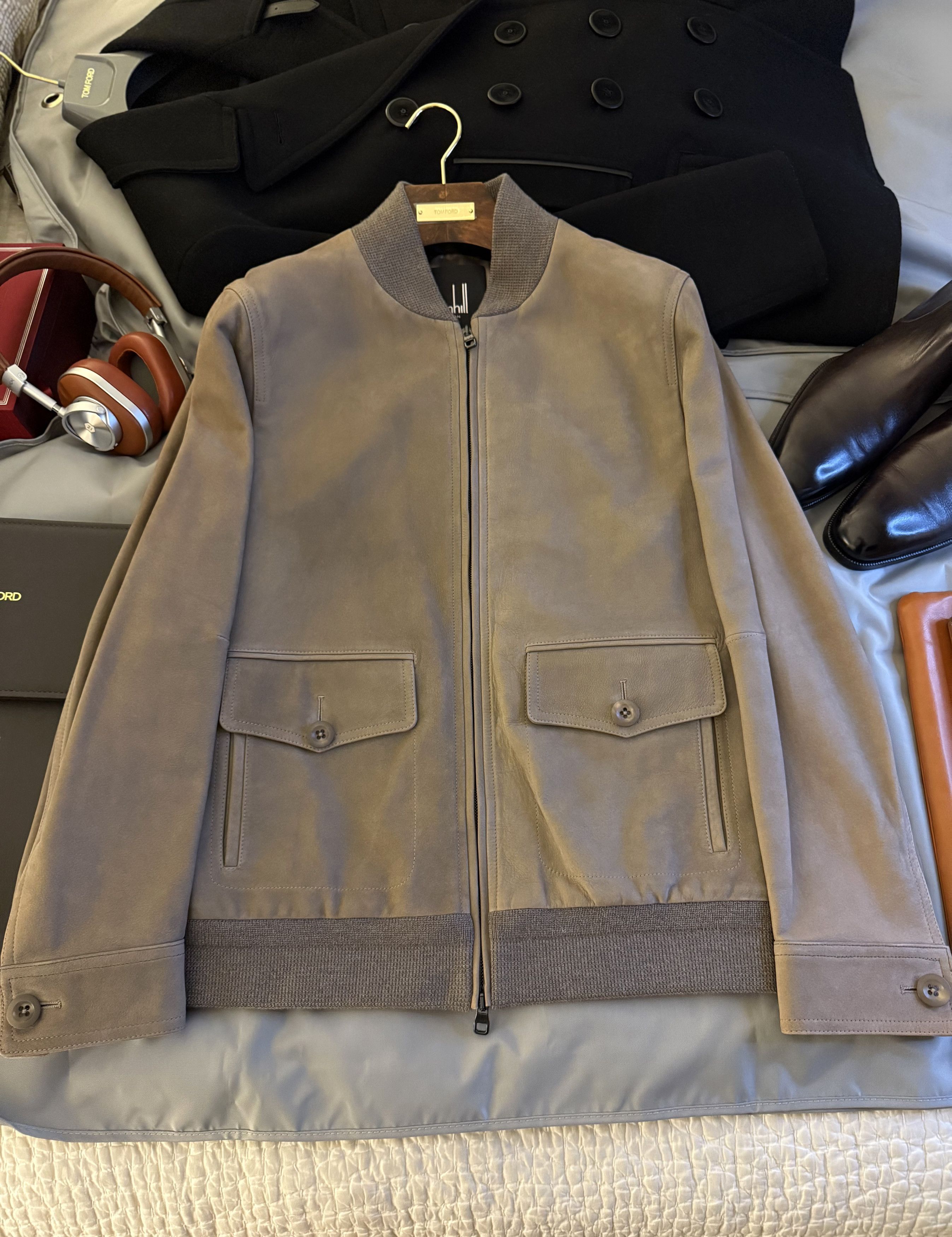 Alfred Dunhill Best Dressed Extremely Rare $7500 DUNHILL Taupe Calf Jacket Size US M / EU 48-50 / 2 - 13 Thumbnail