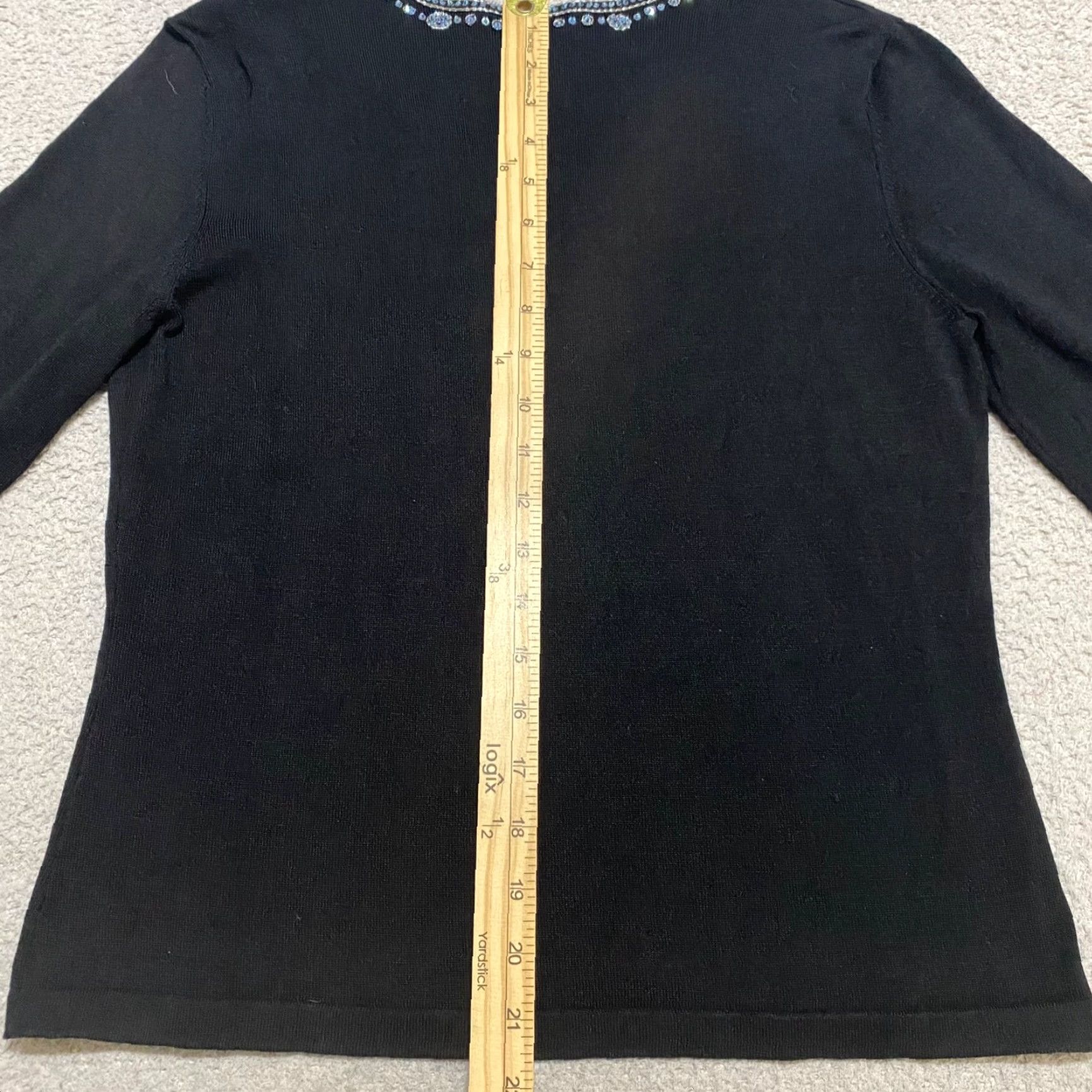 Talbots Talbots Shirt Womens Medium Black Round Neck Embroidered Silk Blend Long Sleeve Blouse Size M / US 6-8 / IT 42-44 - 7 Thumbnail