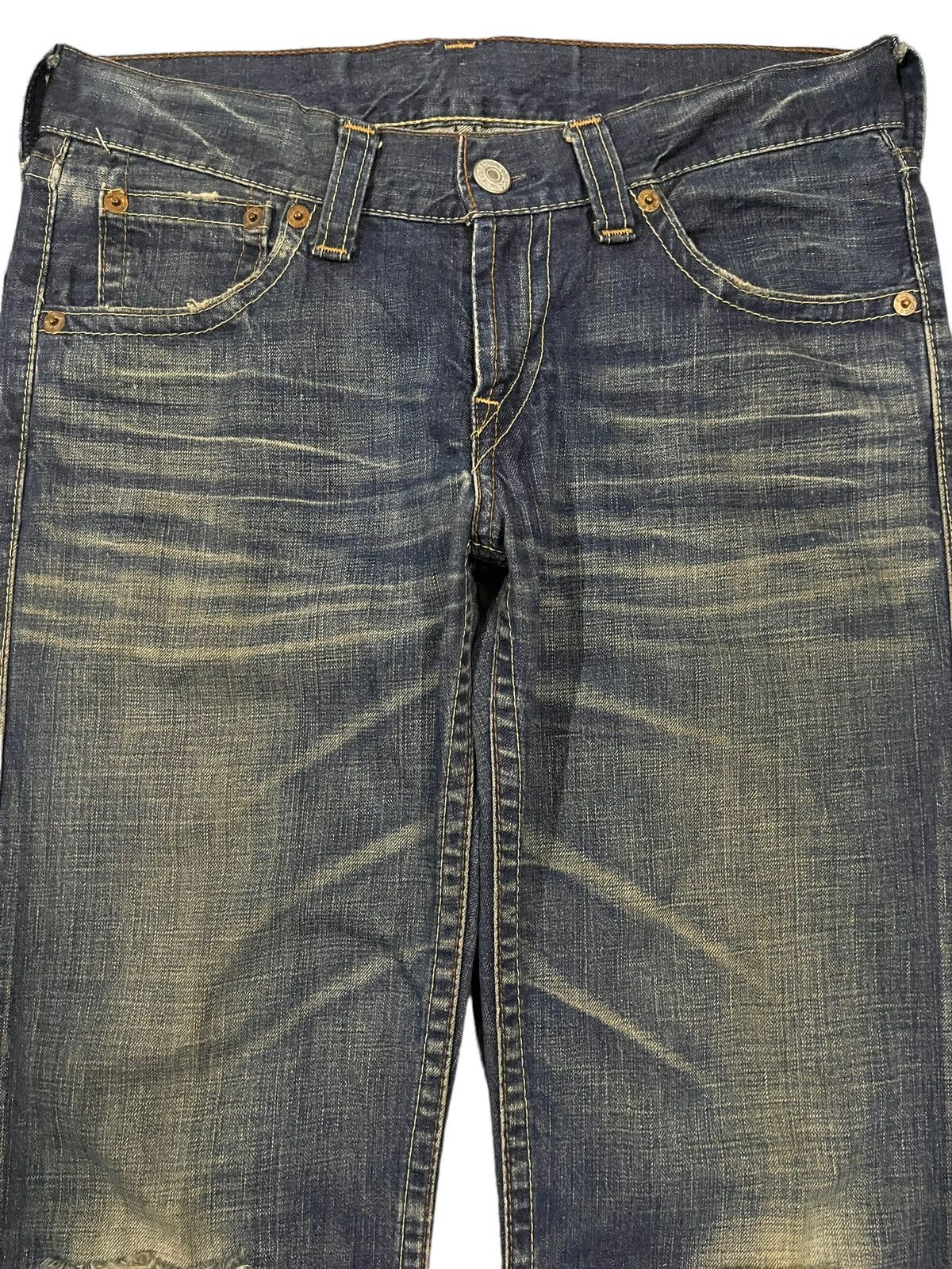 Levi's Vintage 90s Levis Blue Mud Wash Style Distress Loose Jeans Size US 34 / EU 50 - 3 Thumbnail