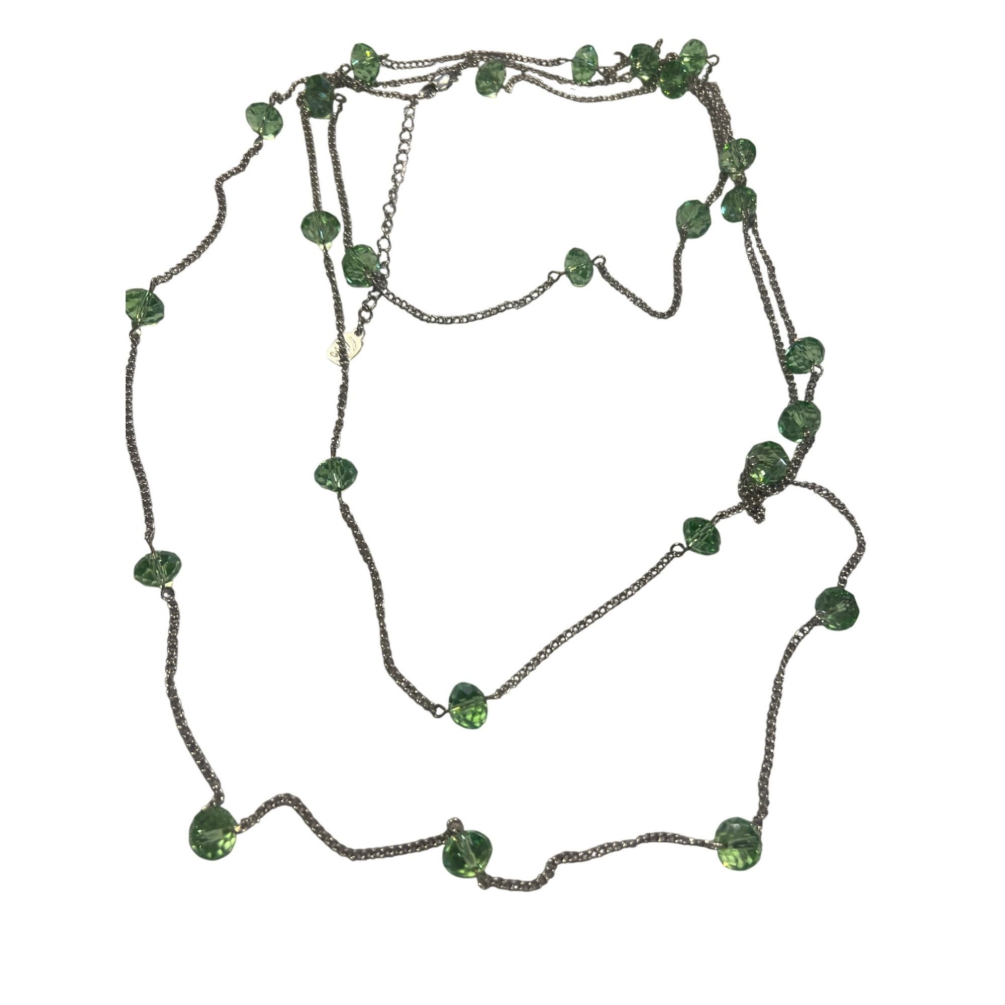 Other You and I Long Silver Tone Necklace Green Glass Faceted Bead Size ONE SIZE - 5 Thumbnail