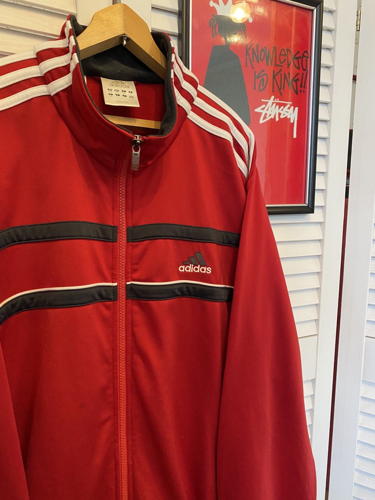 Adidas Vintage Zip Up Sweater Adidas Red Triples Retro Track Zip Size US M / EU 48-50 / 2 - 3 Thumbnail