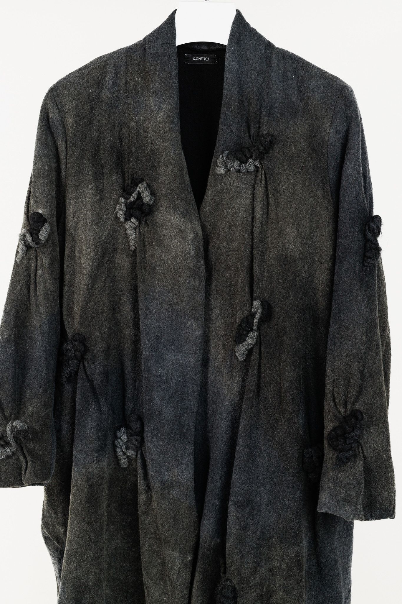 Avant Toi Avant Toi Charcoal & Green Embroidered Virgin-Wool Coat Size L / US 10 / IT 46 - 3 Thumbnail