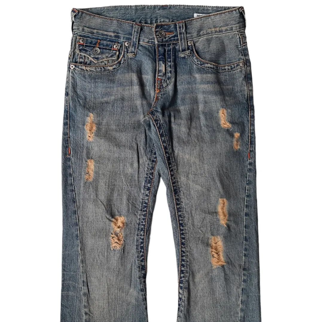 14th Addiction × Le Grande Bleu (L.G.B.) × Tornado Mart Semantic Design Spiral Cut Flare Distressed Pants Size US 30 / EU 46 - 3 Thumbnail