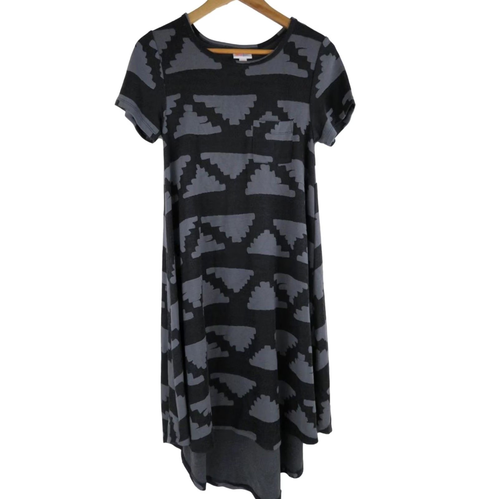 Vintage VINTAGE LuLaRoe Carly Dress 2XS Gray Black Clouds Jacquard Stretch Knee Length Short Sleeve Scoop Neck Casual Womens Size XXS / US 00 / IT 34 - 2 Thumbnail
