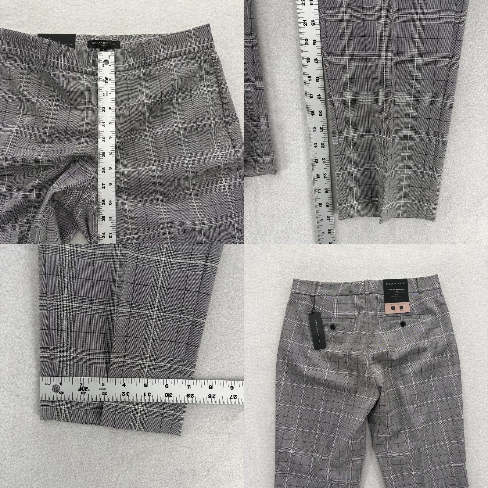 Banana Republic VINTAGE? No — Banana Republic Pants Womens 6R Gray Plaid Avery Mid Rise Ankle Stretch Career Size 28" / US 6 / IT 42 - 8 Thumbnail