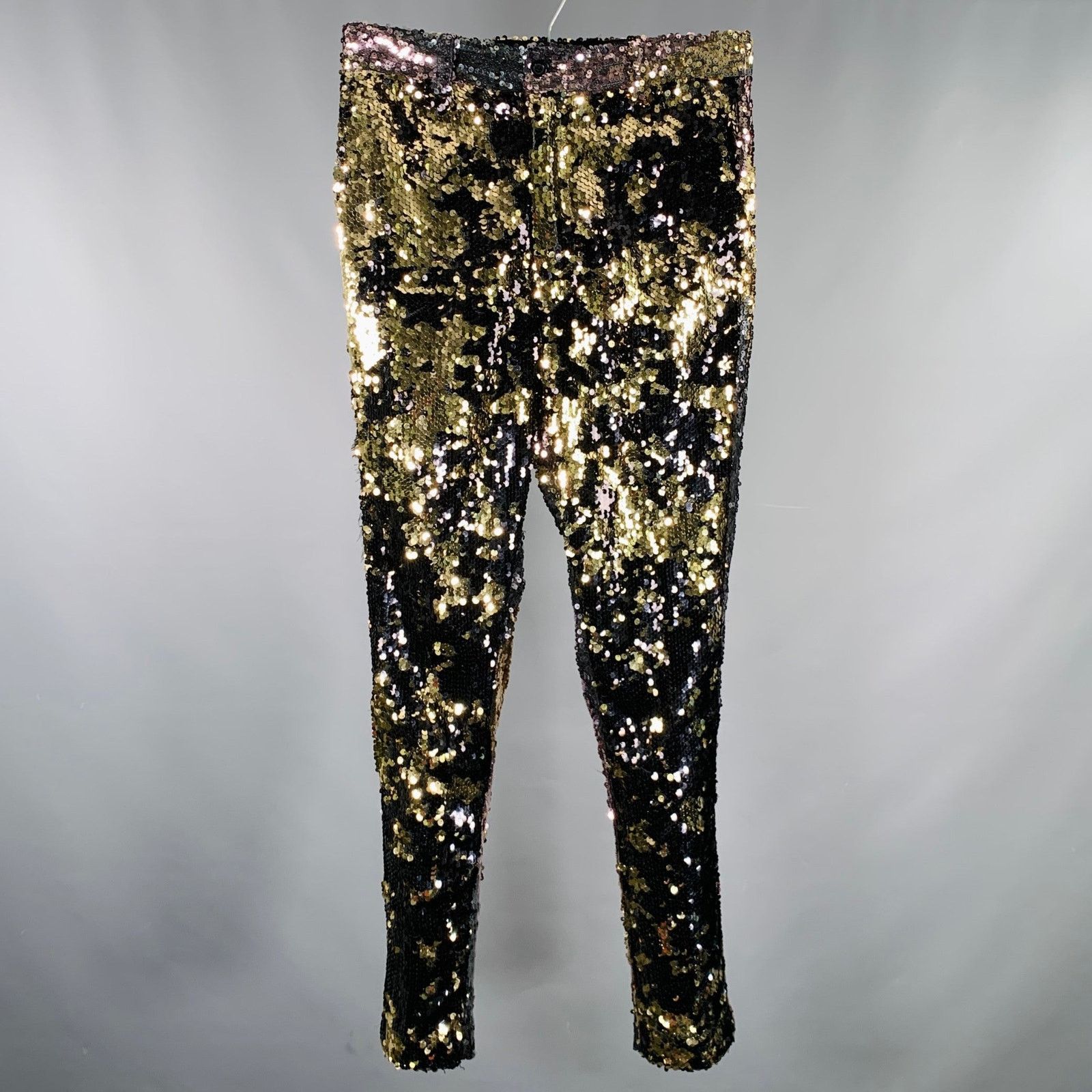 Other Size 30 Silver Gold Sequined Polyester Jean Cut Dress Pants Size US 30 / EU 46 - 1 Thumbnail