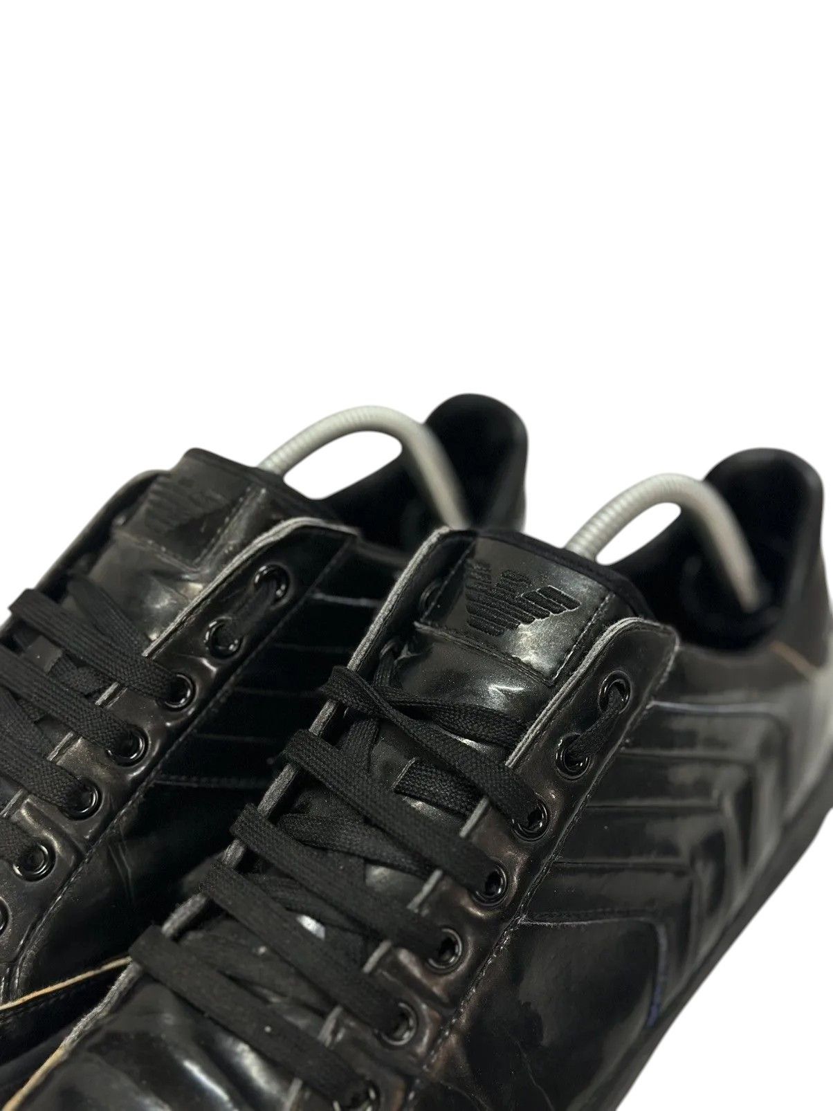 Armani Vintage Armani Black Leather Sneakers Low Top 42.5 Size US 9 / EU 42 - 5 Thumbnail