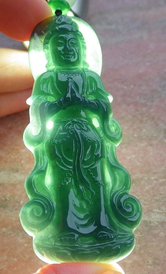 Other 106899 VS Certified Jadeite Jade Green Pendant Guanyin Size ONE SIZE - 1 Thumbnail