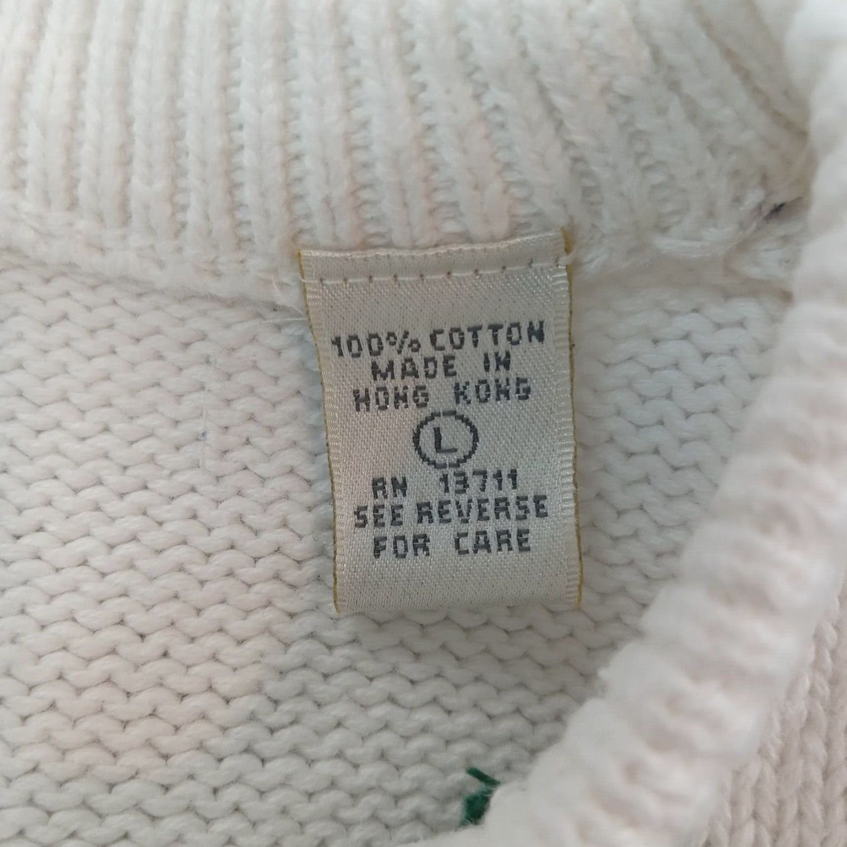 Vintage John Ashford Golf Sweater Mens Large White Blue Argyle Crew Neck Pullover Size US L / EU 52-54 / 3 - 7 Thumbnail