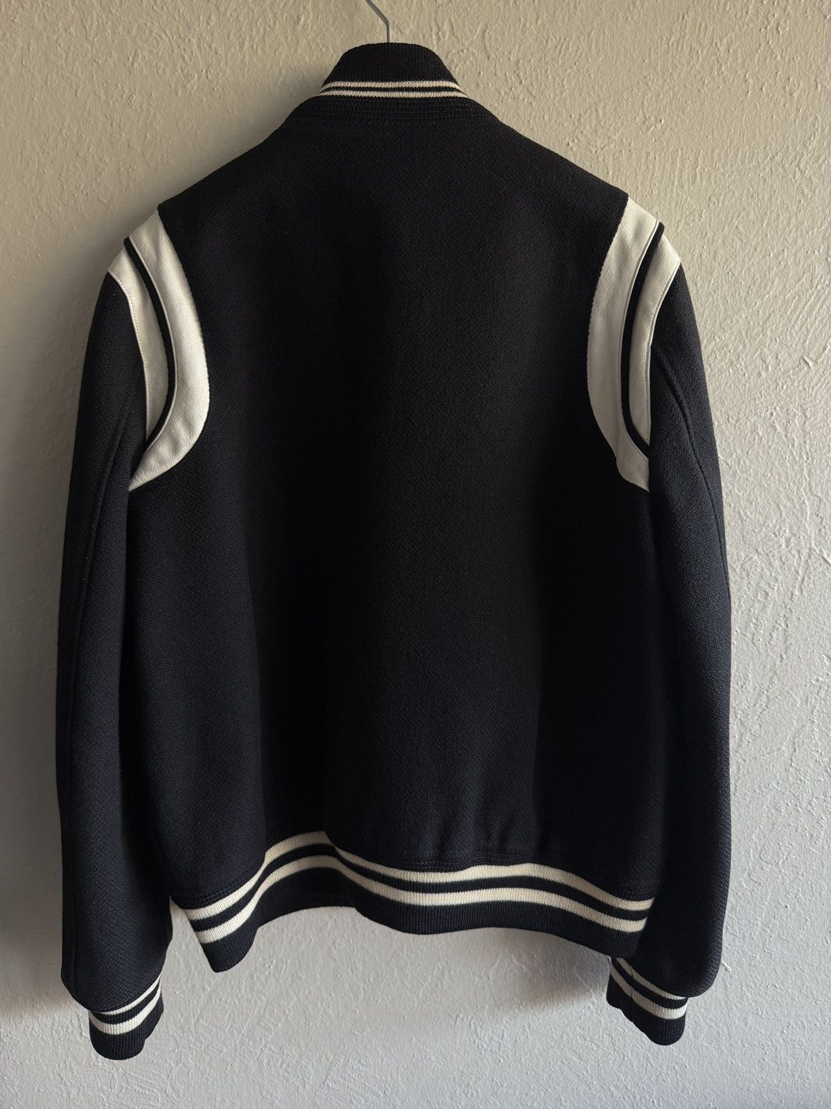 Hedi Slimane × Saint Laurent Paris Saint Laurent Paris Black Wool Teddy Varsity Jacket SS16 Size US M / EU 48-50 / 2 - 11 Thumbnail