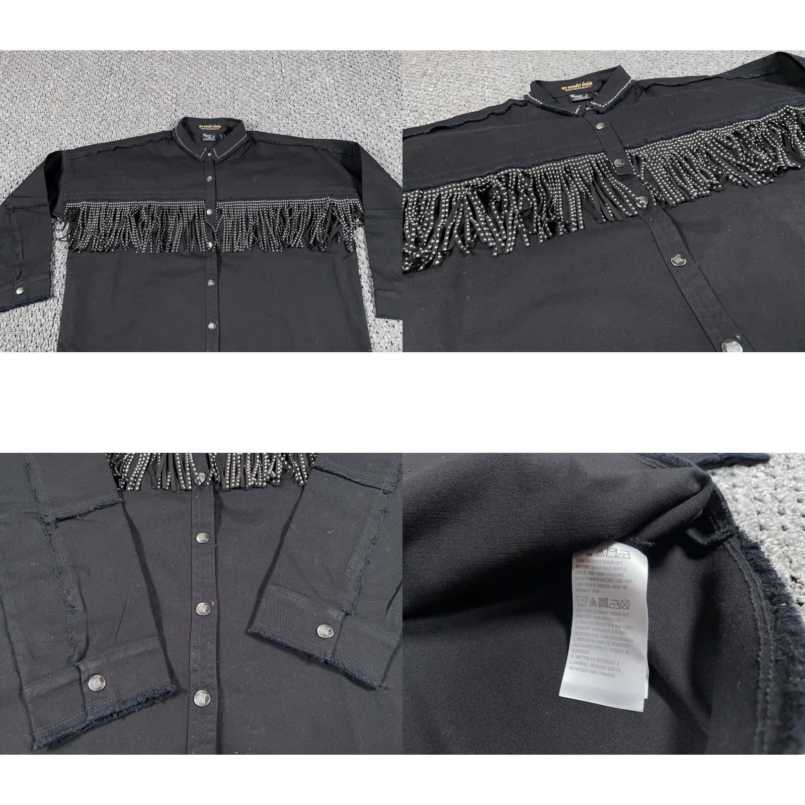 Vintage VINTAGE Western Fringe Snap Button Jacket Women’s Medium Black Cowboy Cowgirl Retro Western Rockabilly Denim 90s Girls Size M / US 6-8 / IT 42-44 - 8 Thumbnail