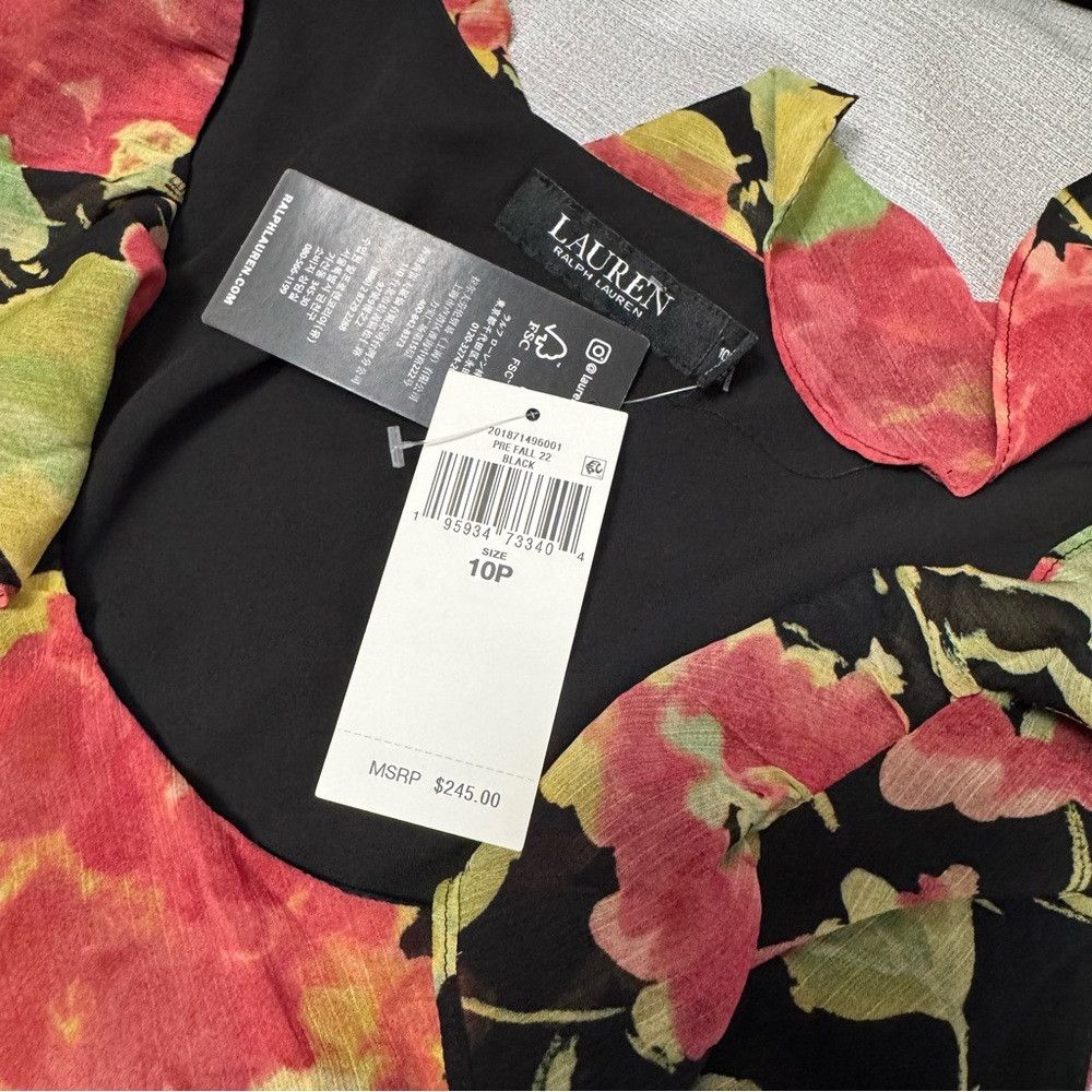 Ralph Lauren NWT New $245 Ralph Lauren Floral Crinkle Georgette Dress Si Size L / US 10 / IT 46 - 8 Thumbnail