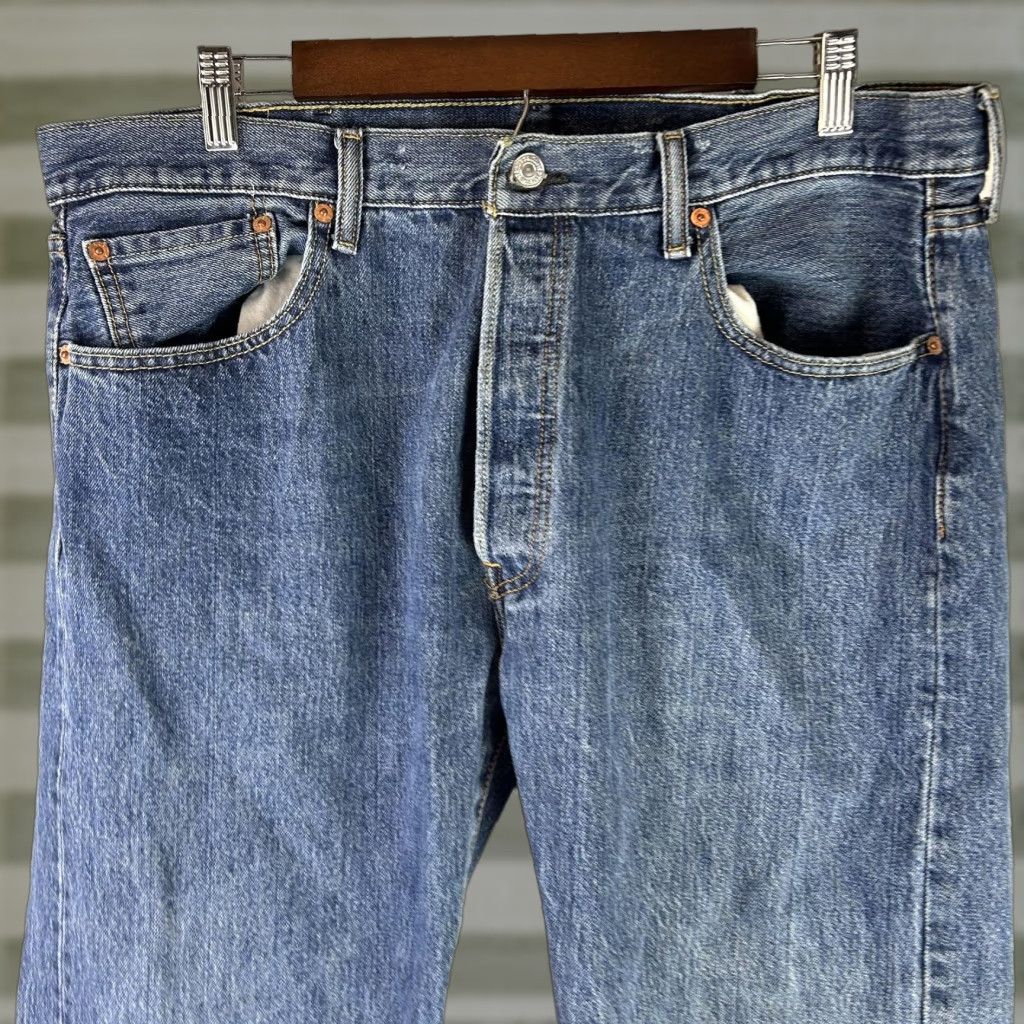 Levi's Levi's 501 Jeans Mens 38x33 Blue Button Fly Straight Leg Denim Regular Fit Vintage No Size US 38 / EU 54 - 1 Thumbnail