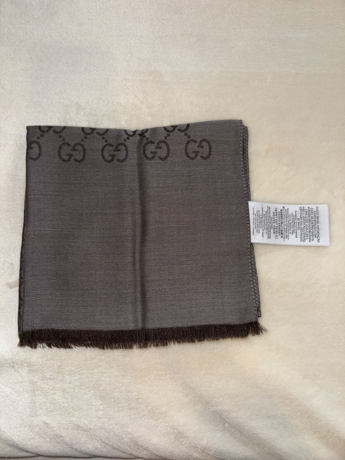 Gucci Gucci Two-Tone Brown Silk Scarf Size ONE SIZE - 2 Thumbnail
