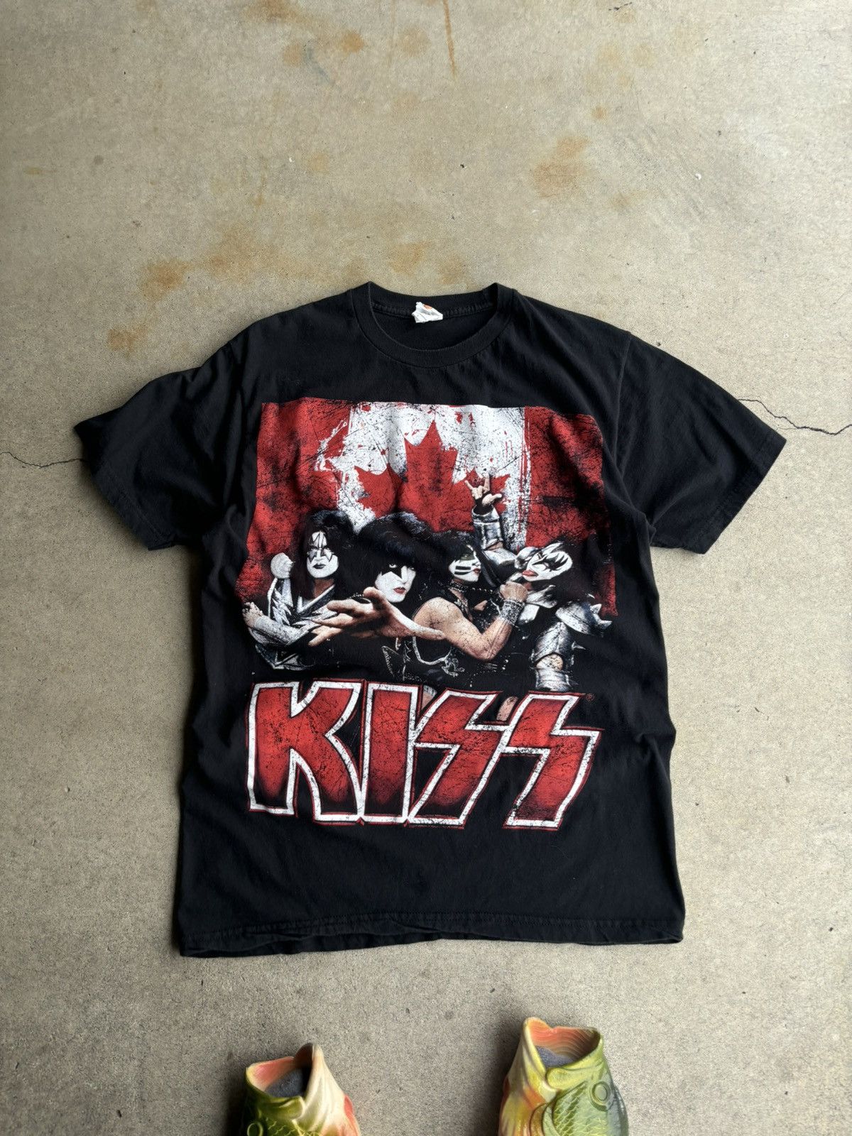 Band Tees × Vintage Crazy Vintage Kiss Canada Tour 2013 Faded Black Boxy Tee Size US L / EU 52-54 / 3 - 1 Thumbnail