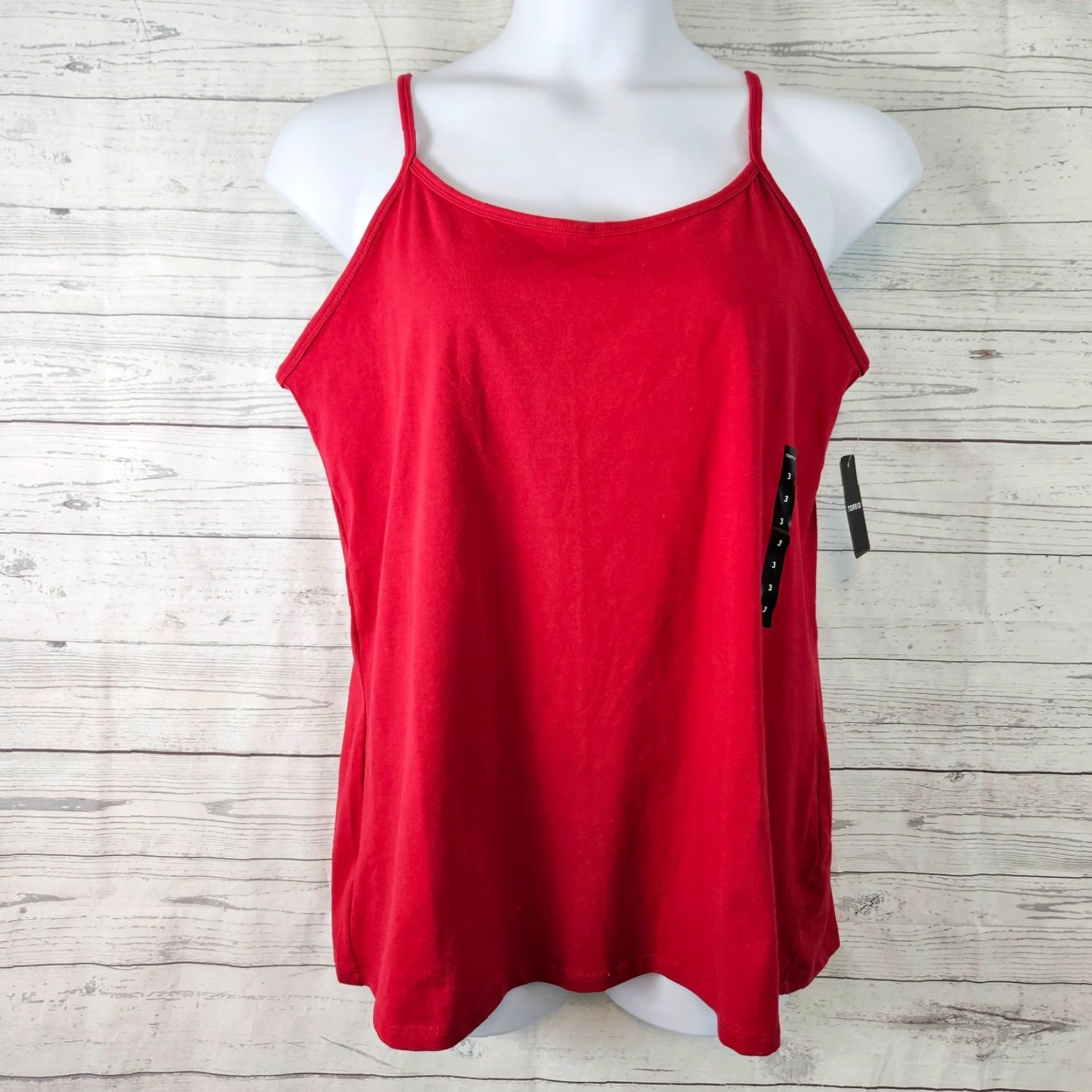 Torrid Torrid Womens Cami Size 3X Solid Red Cotton Blend Adjustable Straps Tank Camisole Womens Plus Size Size XXL / US 16-18 / IT 52-54 - 2 Thumbnail