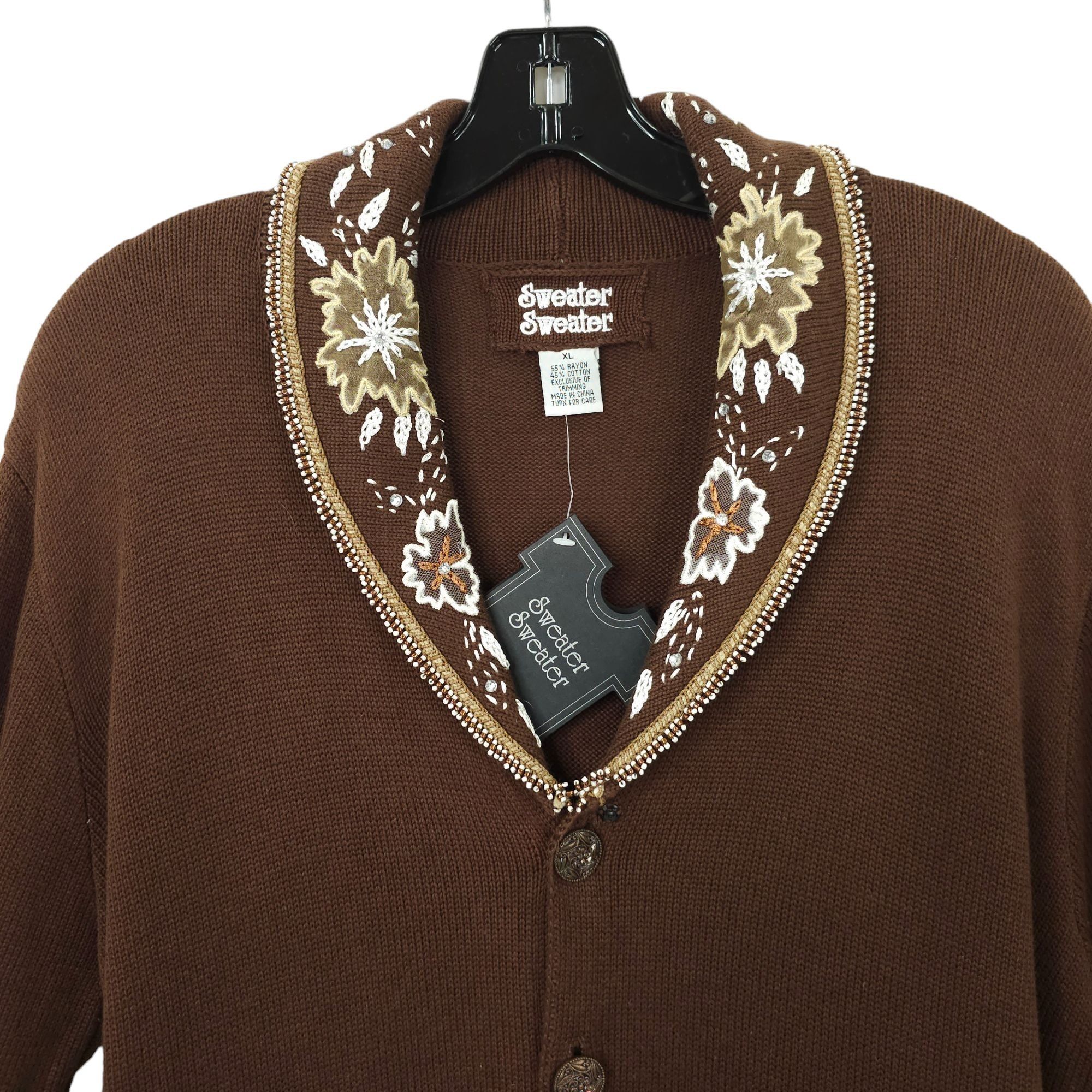Other Sweater Sweater Embroidered Beaded Cowl Neck Cardigan Womens Size XL / US 12-14 / IT 48-50 - 10 Thumbnail