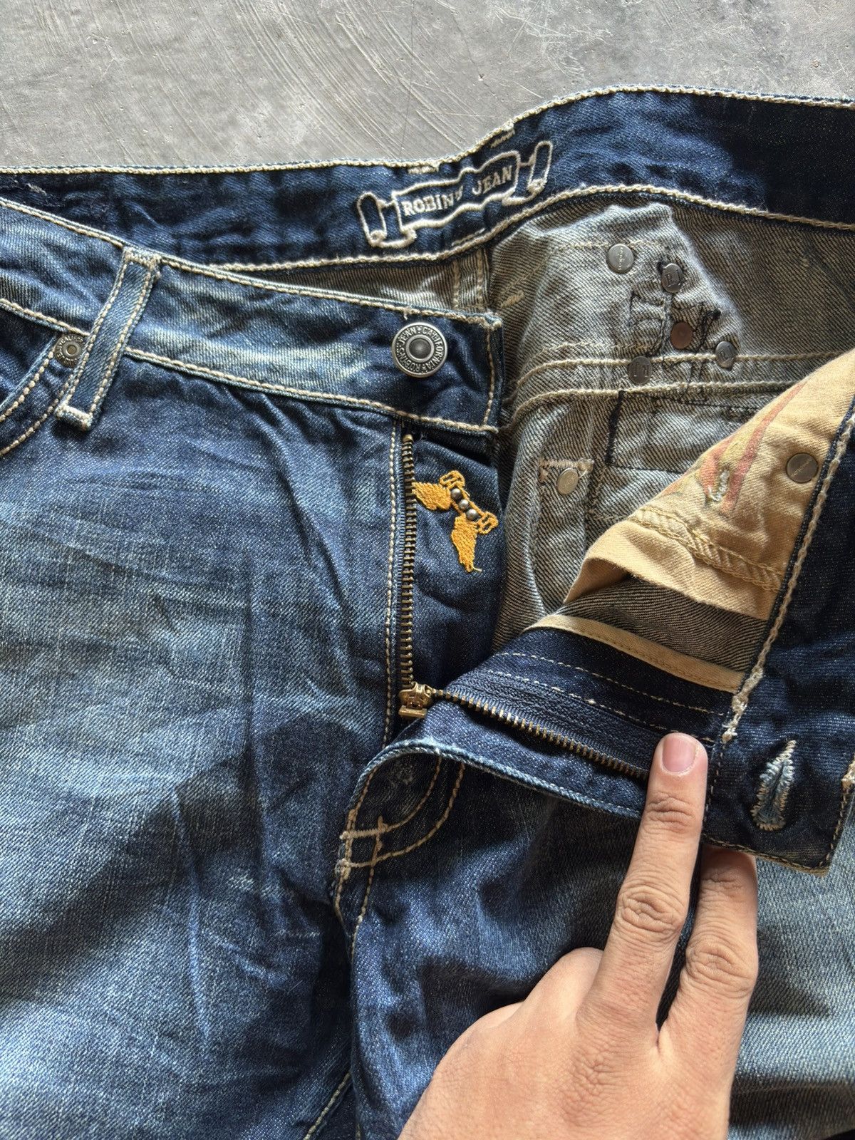 Robins Jeans ROBINS JEANS slim jeans cross wing back patches rapper Size US 34 / EU 50 - 4 Thumbnail