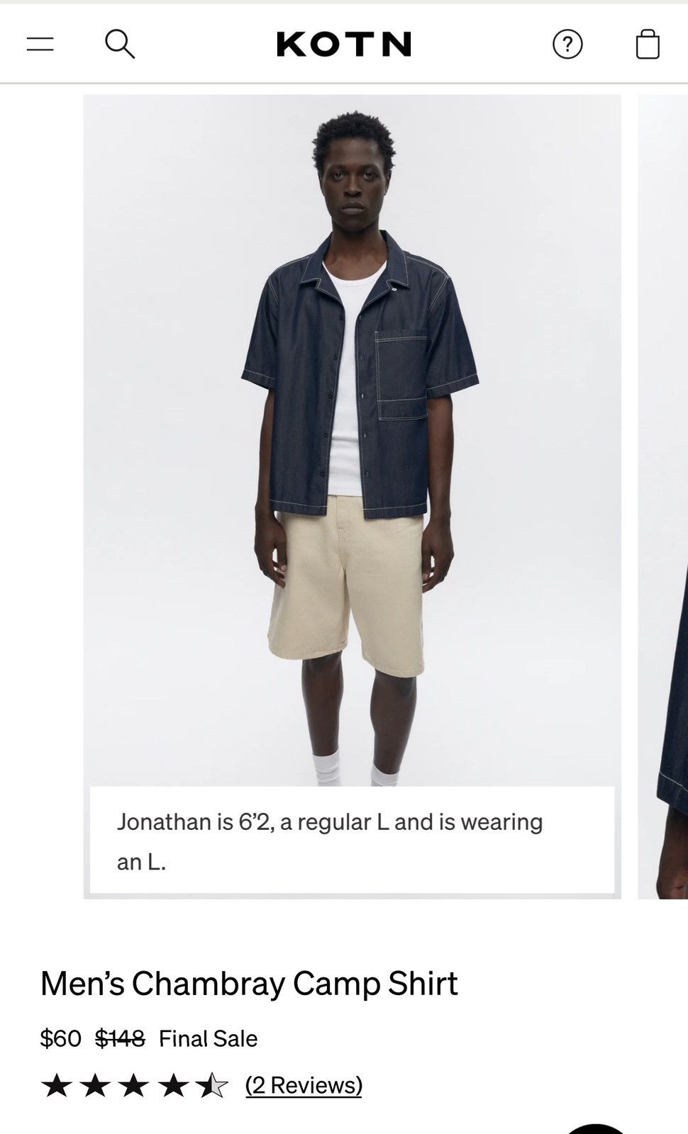 Kotn Kotn Chambray Camp Shirt Size US M / EU 48-50 / 2 - 6 Thumbnail