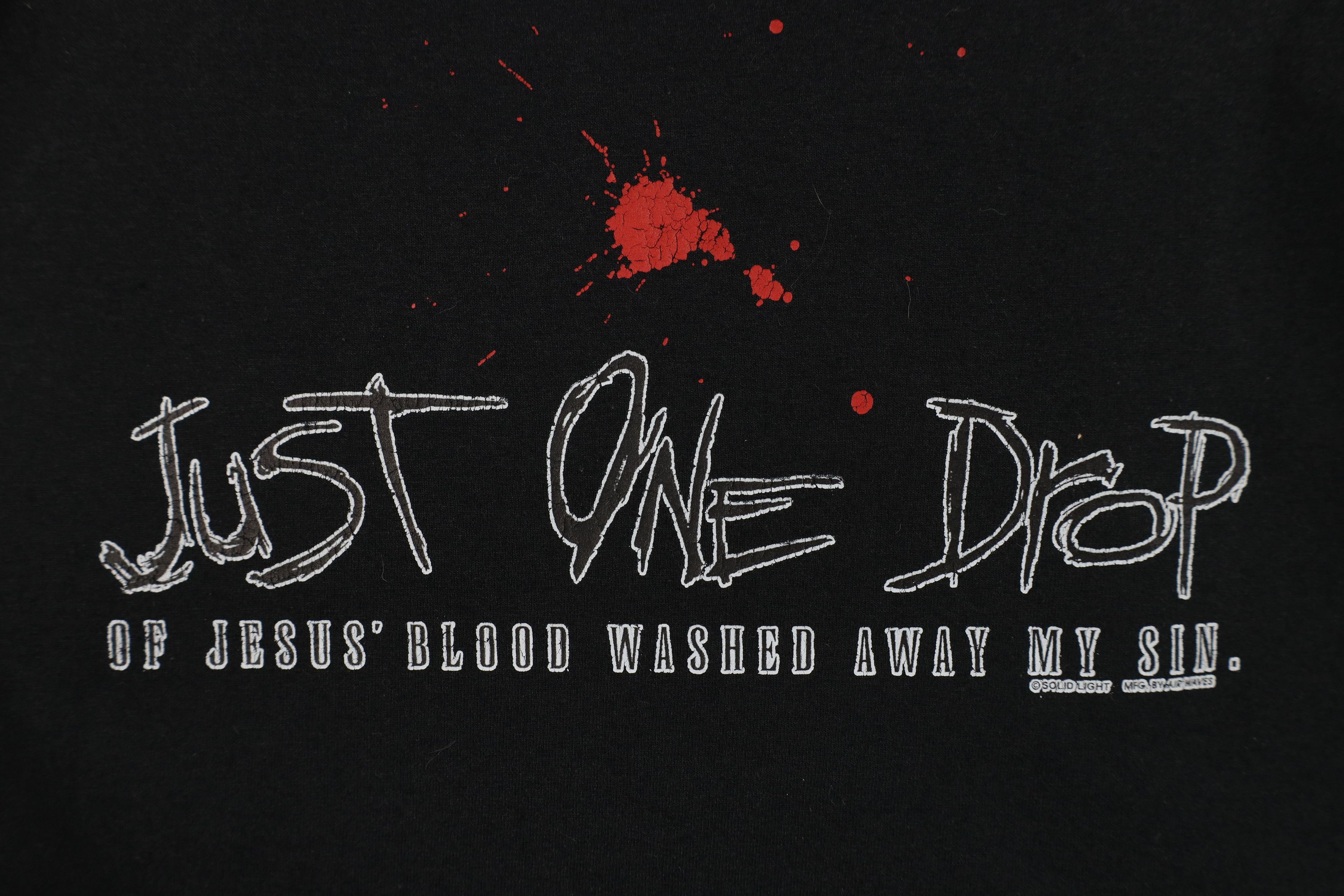 Vintage Vintage Christian One Drop of Jesus Blood Washed Sin T-Shirt Size US L / EU 52-54 / 3 - 4 Thumbnail