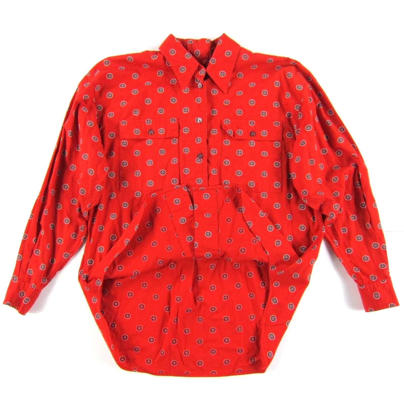 Liz Claiborne VINTAGE Liz Claiborne Blouse Shirt M-L Women Red Polka Dot Cotton Long Sleeve Button Down Shirt Blouse Size M / US 6-8 / IT 42-44 - 5 Thumbnail