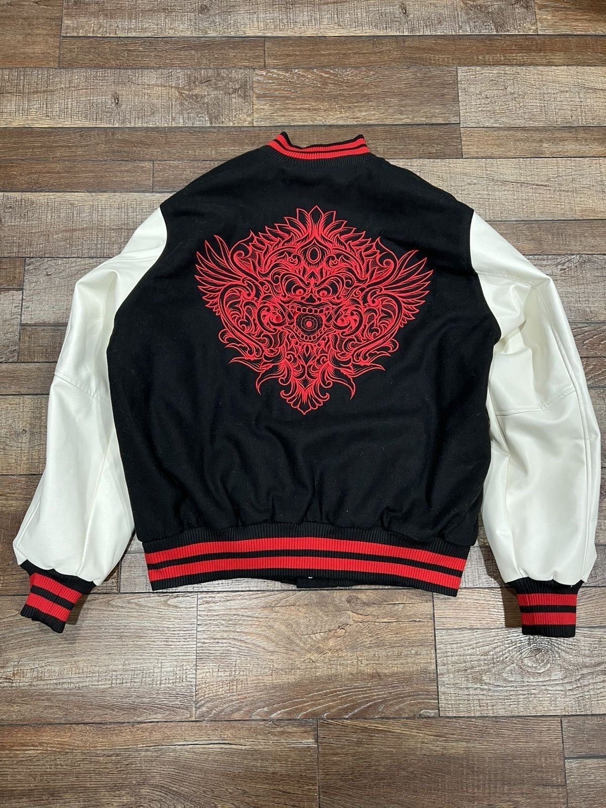 Smoke Rise Smoke Rise Oni Demon Varsity Jacket Black/Red/Cream Size US XL / EU 56 / 4 - 6 Thumbnail