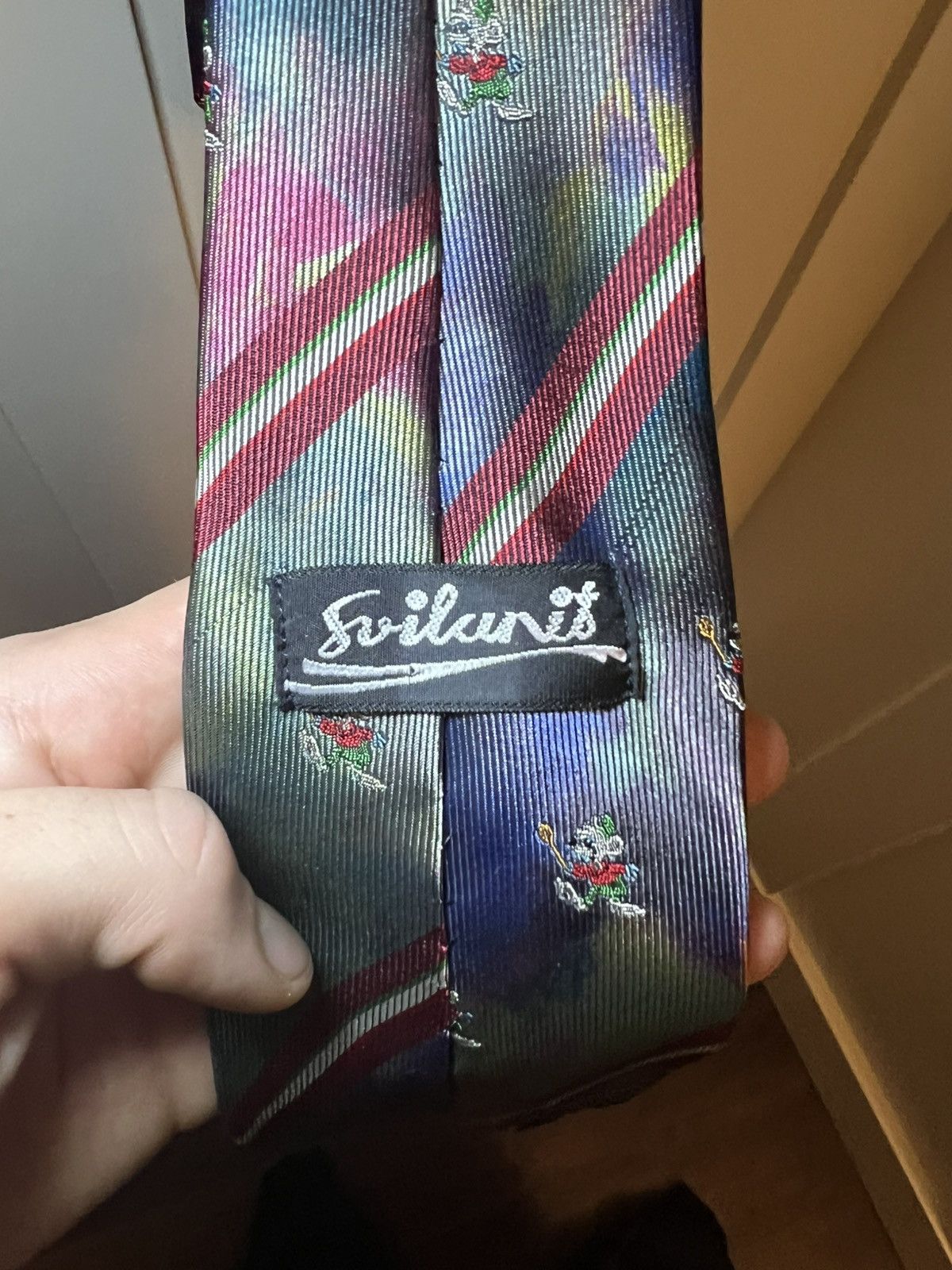 Vintage Vintage Svilanit Italian mouse flag multi colour necktie Size ONE SIZE - 2 Thumbnail
