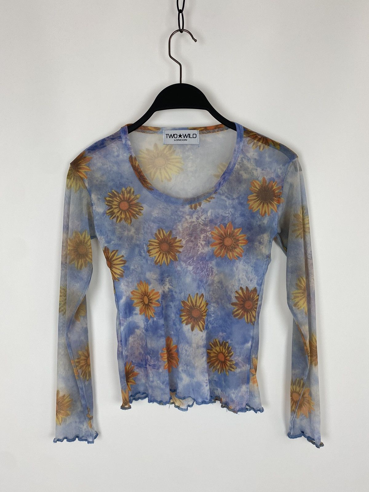 Vintage Y2K Vintage Two Wild London Floral Sky Blue Mesh Top Size S / US 4 / IT 40 - 3 Thumbnail