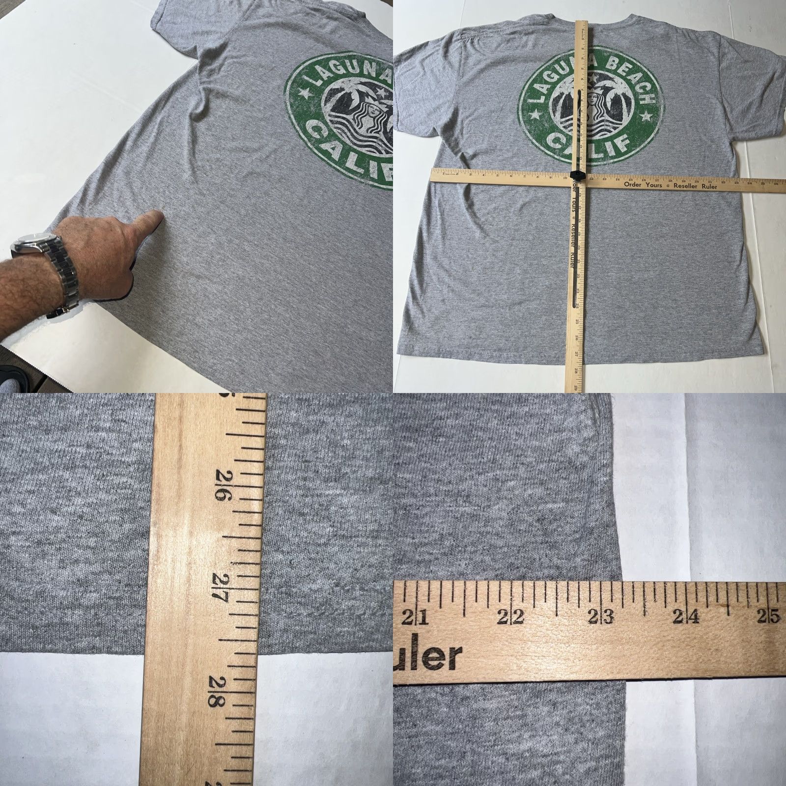 Gildan VINTAGE Starbucks Coffee Laguna Beach California Logo Tee Shirt Adult XL Gray Tee Shirt Graphic Print Logo Coffee 80s 90s Mens Womens Unisex Adults Size US XL / EU 56 / 4 - 8 Thumbnail
