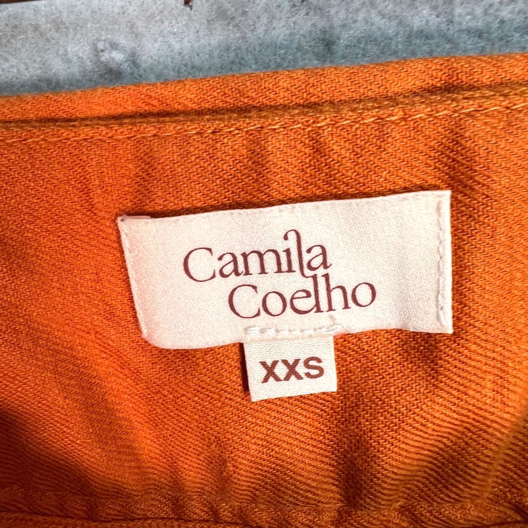 Camila Coelho CAMILA COELHO Women's High-Waisted Tapered Leg Orange Pants 2XS Ankle Linen Viscose Size 24" / US 00 / IT 34 - 3 Thumbnail