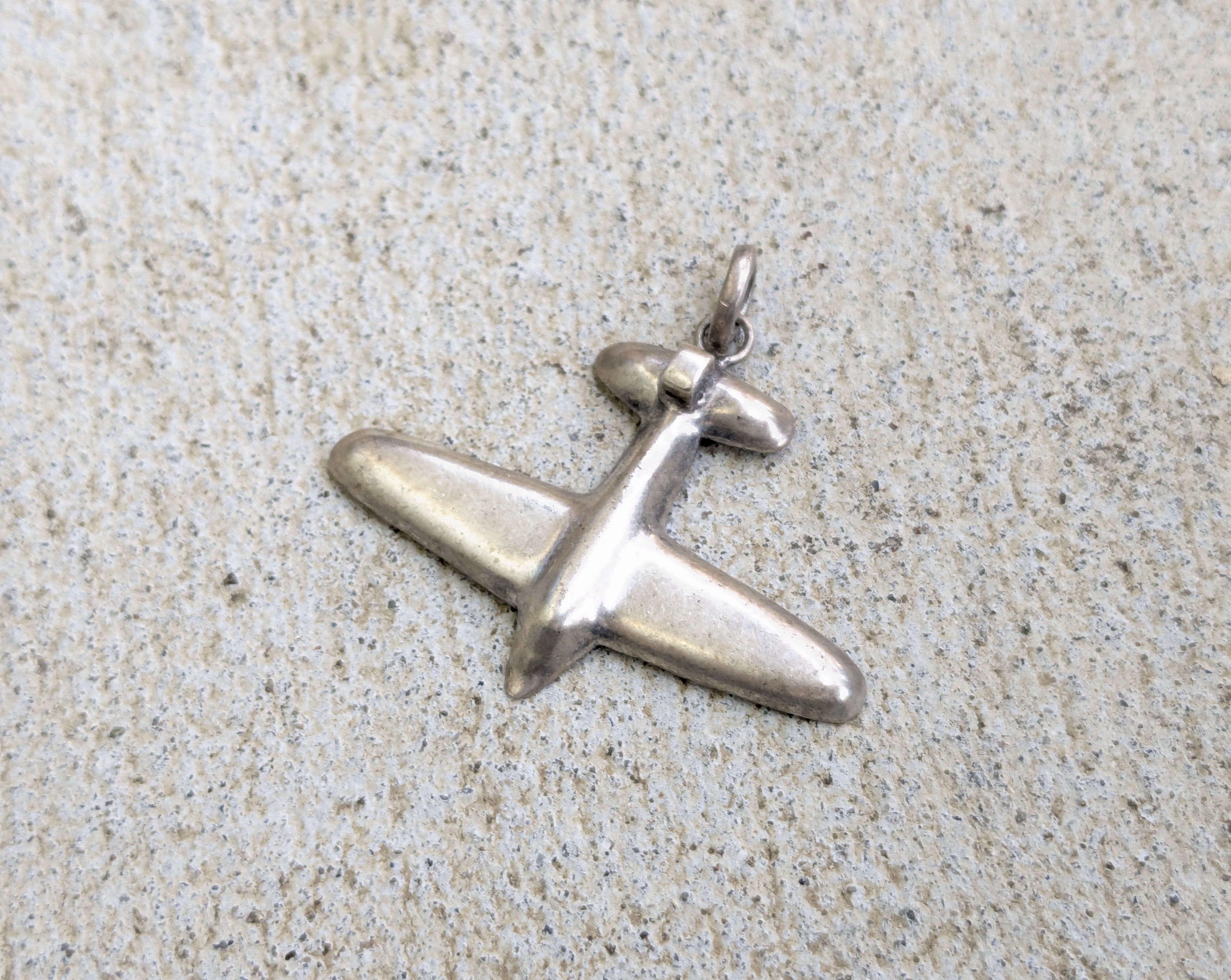 Vintage Sterling Silver Pendant Plane Avion Mexico