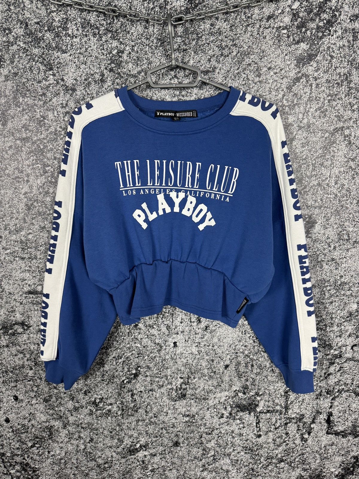 Playboy Playboy Missguided Cropped Sweatshirt Spellout Logo Blue Top Size XL / US 12-14 / IT 48-50 - 1 Thumbnail