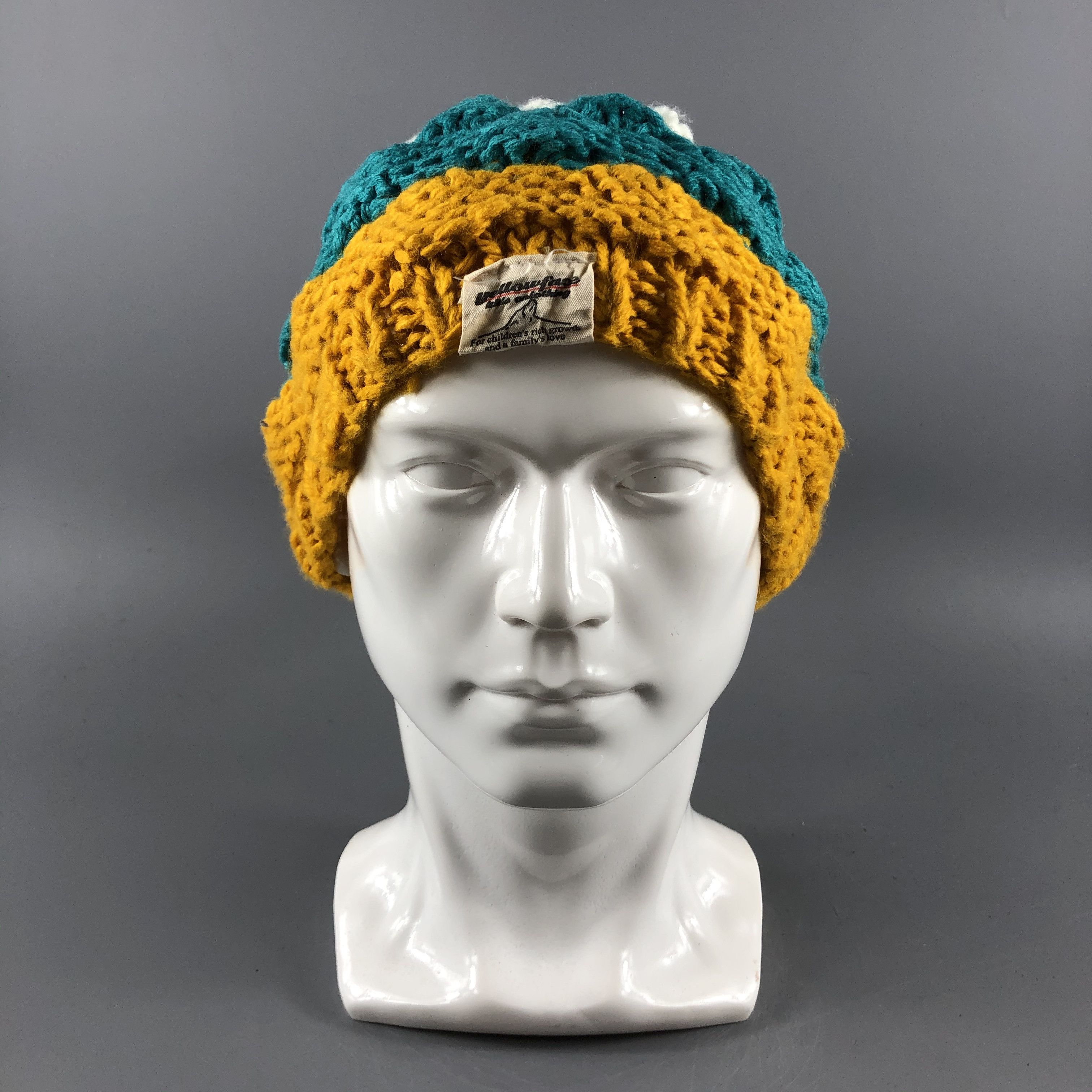 image of Vintage Yellow Face Hats Crochet Beanie Multicolor Snow Cap B509, Men's