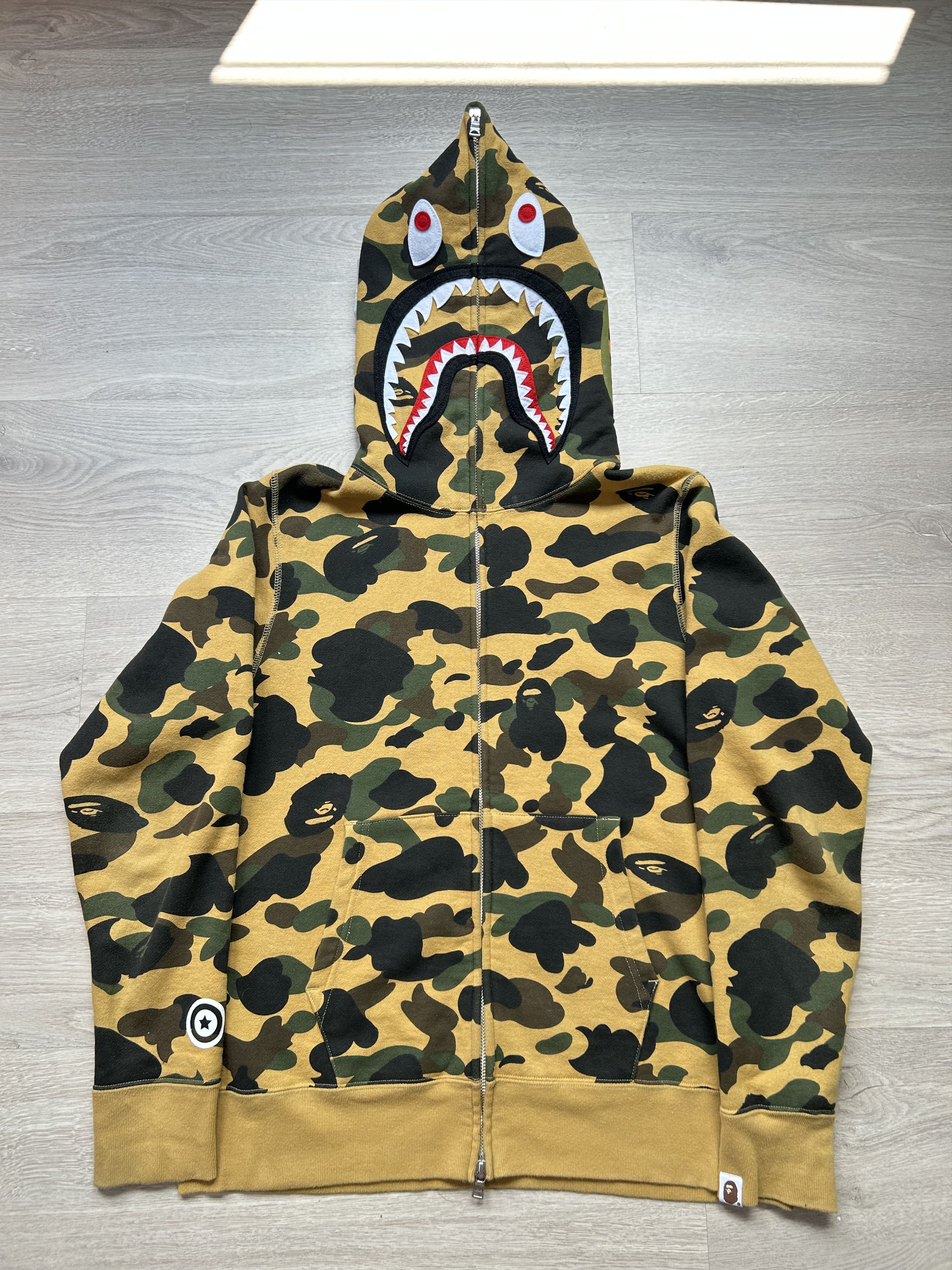 Bape A Bathing Ape 1st Camo Yellow Shark Full Zip Hoodie [Size S] Size US S / EU 44-46 / 1 - 1 Thumbnail