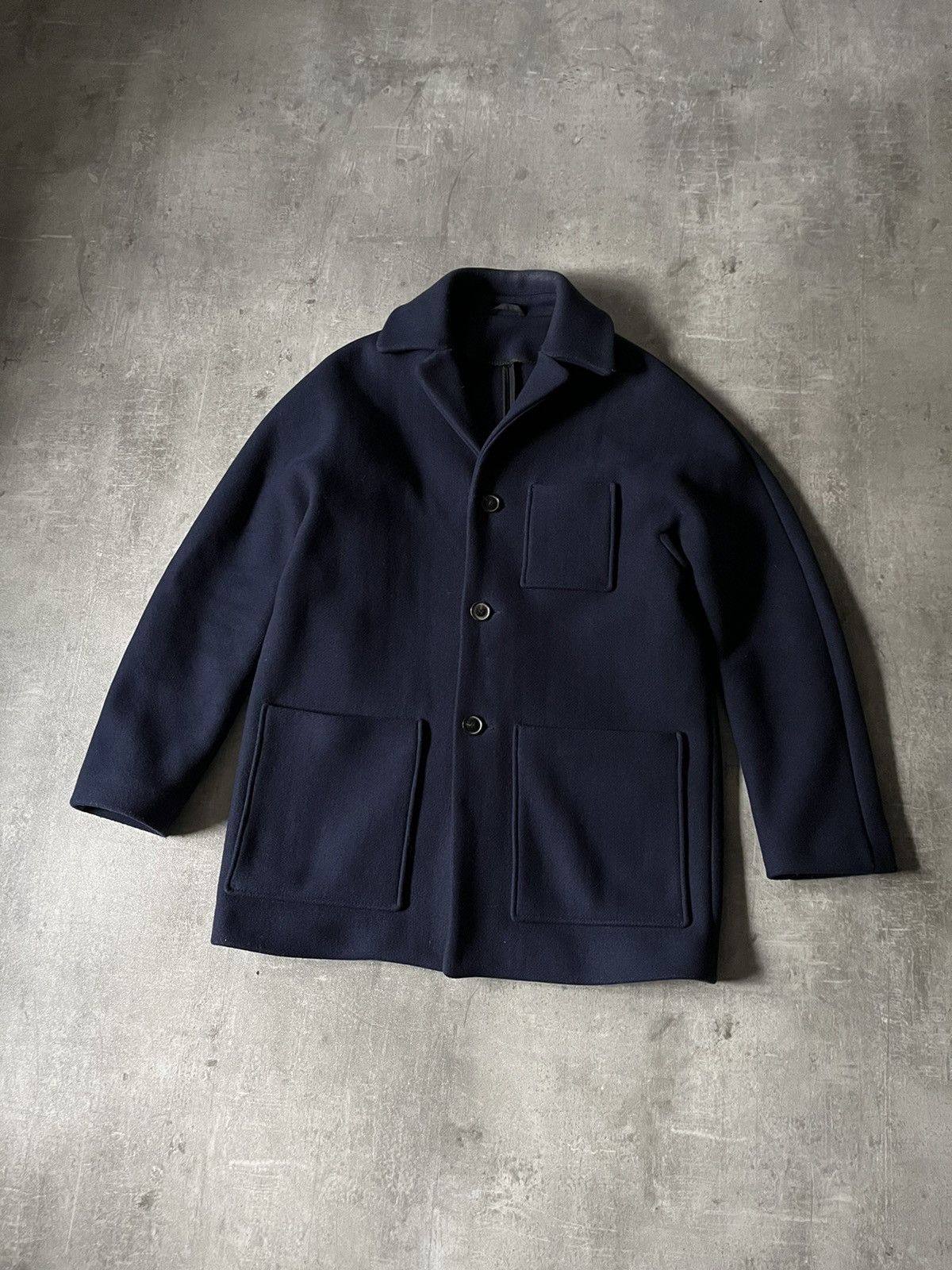 image of Acne Studios Navy Wool Jacket Min Paw16, Men's (Size Large)