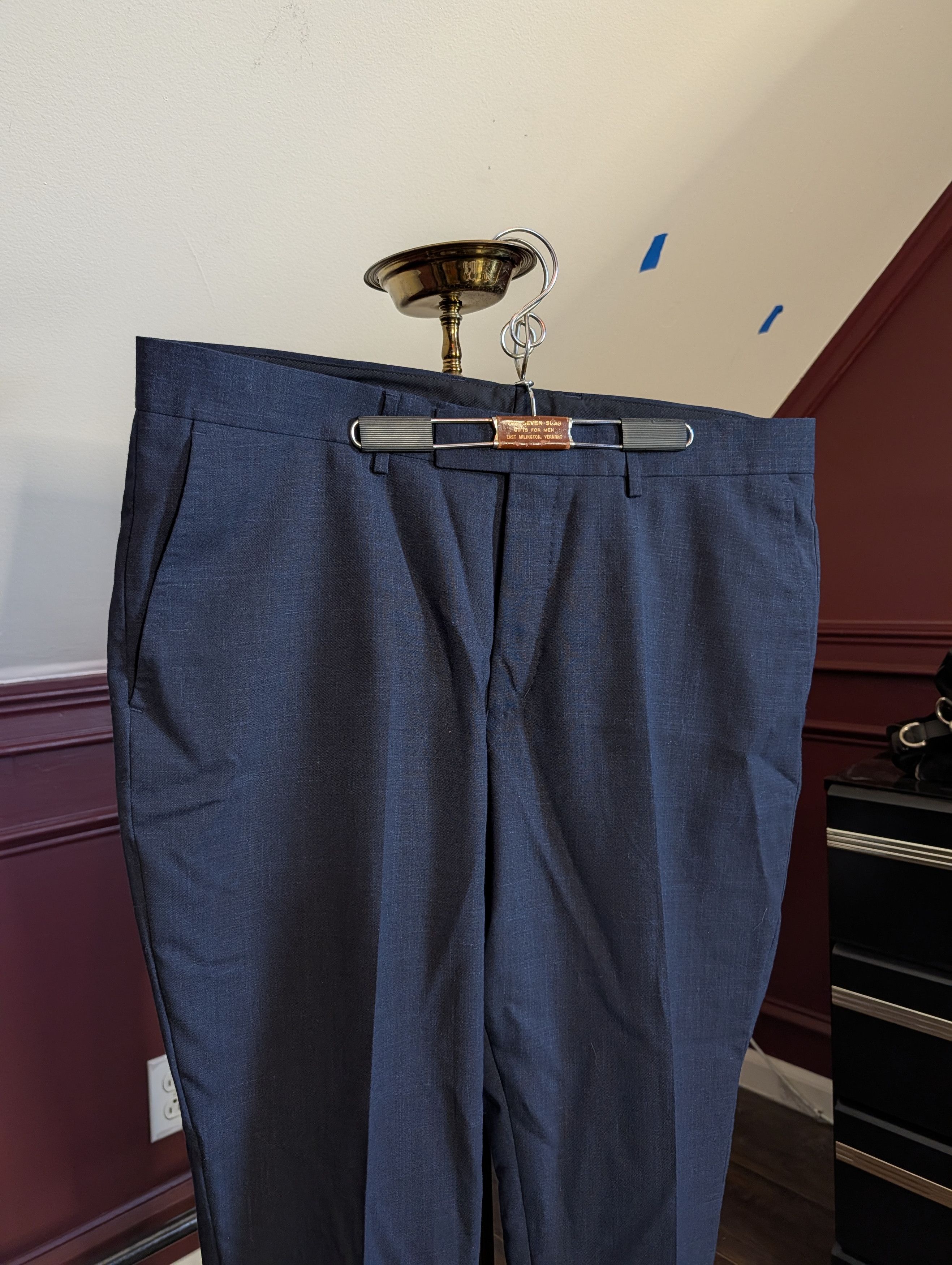 Tiger of Sweden Textured navy wool linen recycled pleated pants like new Size US 38 / EU 54 - 2 Thumbnail