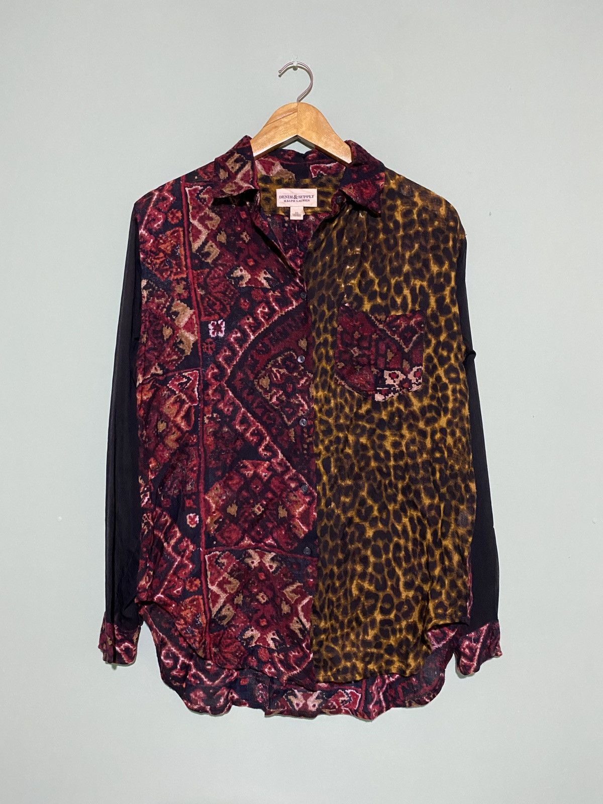 RRL Ralph Lauren DENIM & SUPPLY RALPH LAUREN LEOPARD MESH BUTTON UP Size XS / US 0-2 / IT 36-38 - 1 Thumbnail