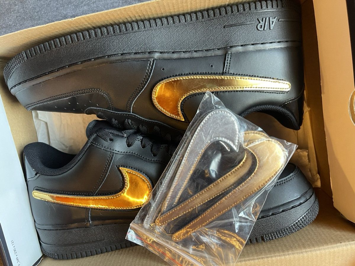 Nike Nike Air Force 1 black metallic gold removable swoosh Size US 12 / EU 45 - 8 Thumbnail