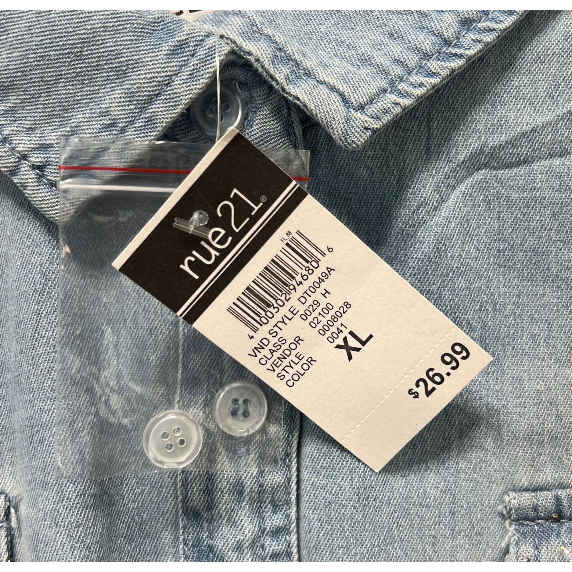 rue21 Rue 21 - Women's Chambray Long Sleeve Button Down Shirt With Size XL / US 12-14 / IT 48-50 - 9 Thumbnail