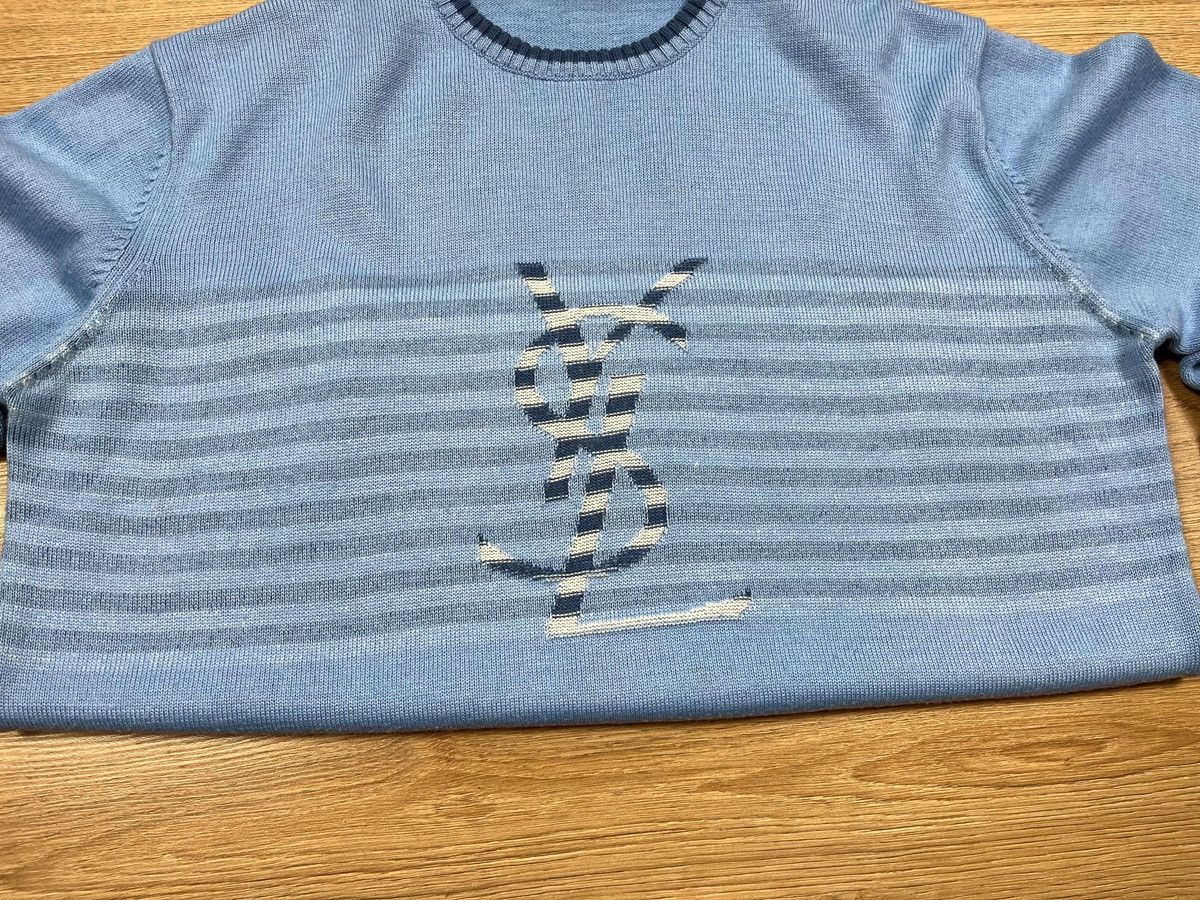 Yves Saint Laurent Vintage Yves Saint Laurent Knit Sweater YSL Big Logo Blue Size US XXL / EU 58 / 5 - 13 Thumbnail
