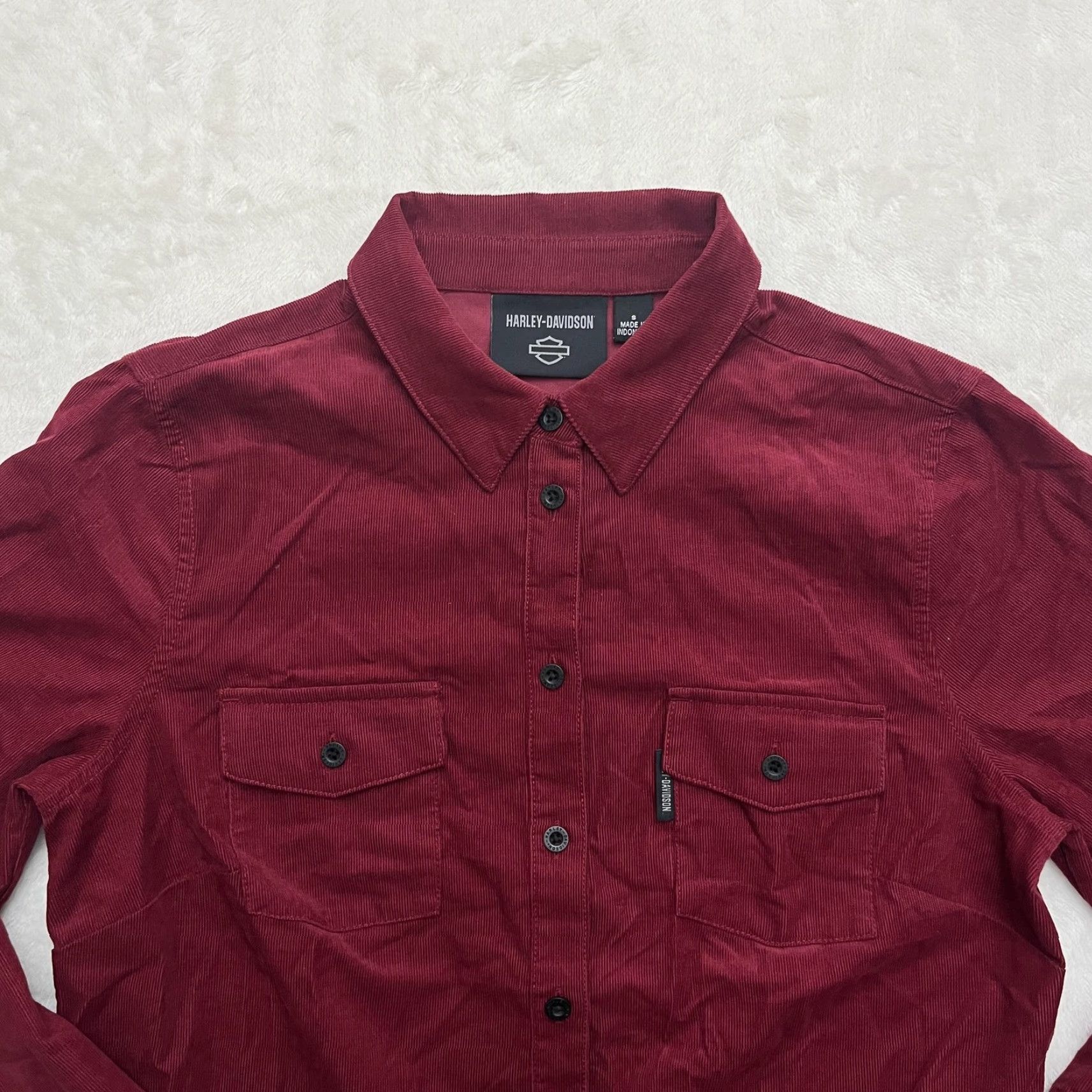 Harley Davidson Harley-Davidson Shirt Womens Small Red Corduroy Button Up Western Embroidered Size S / US 4 / IT 40 - 2 Thumbnail