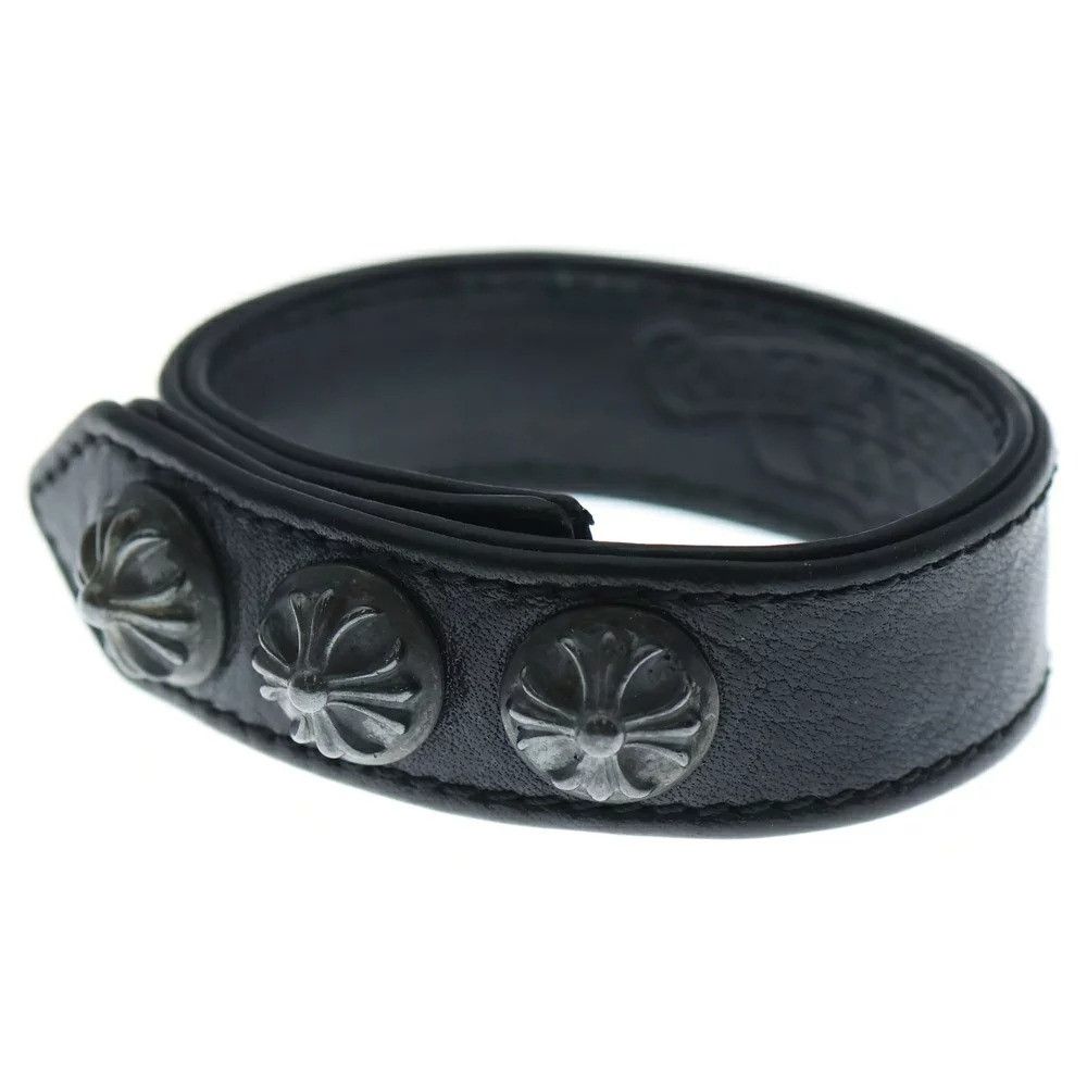 CHROME HEARTS 3 BUTTON 2 SNAP LEATHER BRACELET