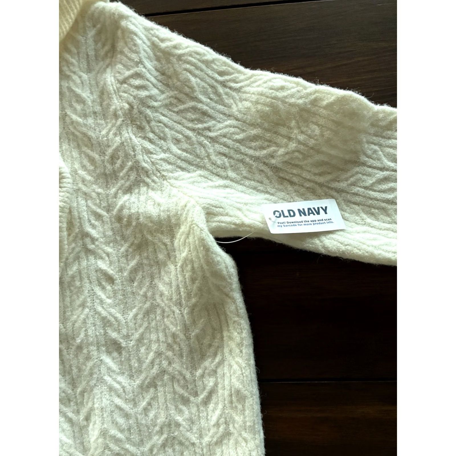 Old Navy Old Navy Womens Wool Blend Ruffle Cable Knit Cropped Sweater Cream M Pullover Crew Neck Short Sleeve? Size M / US 6-8 / IT 42-44 - 6 Thumbnail