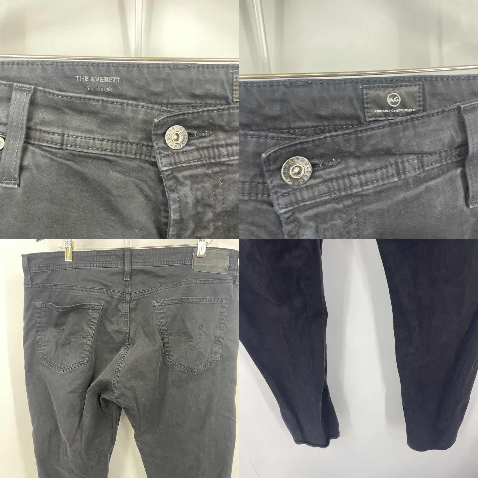 Vintage AG Adriano Goldschmied The Everett Slim Straight Pants Men 38X32 Black Chino Casual Pant Slim Front Straight 38 Mens Size US 38 / EU 54 - 8 Thumbnail