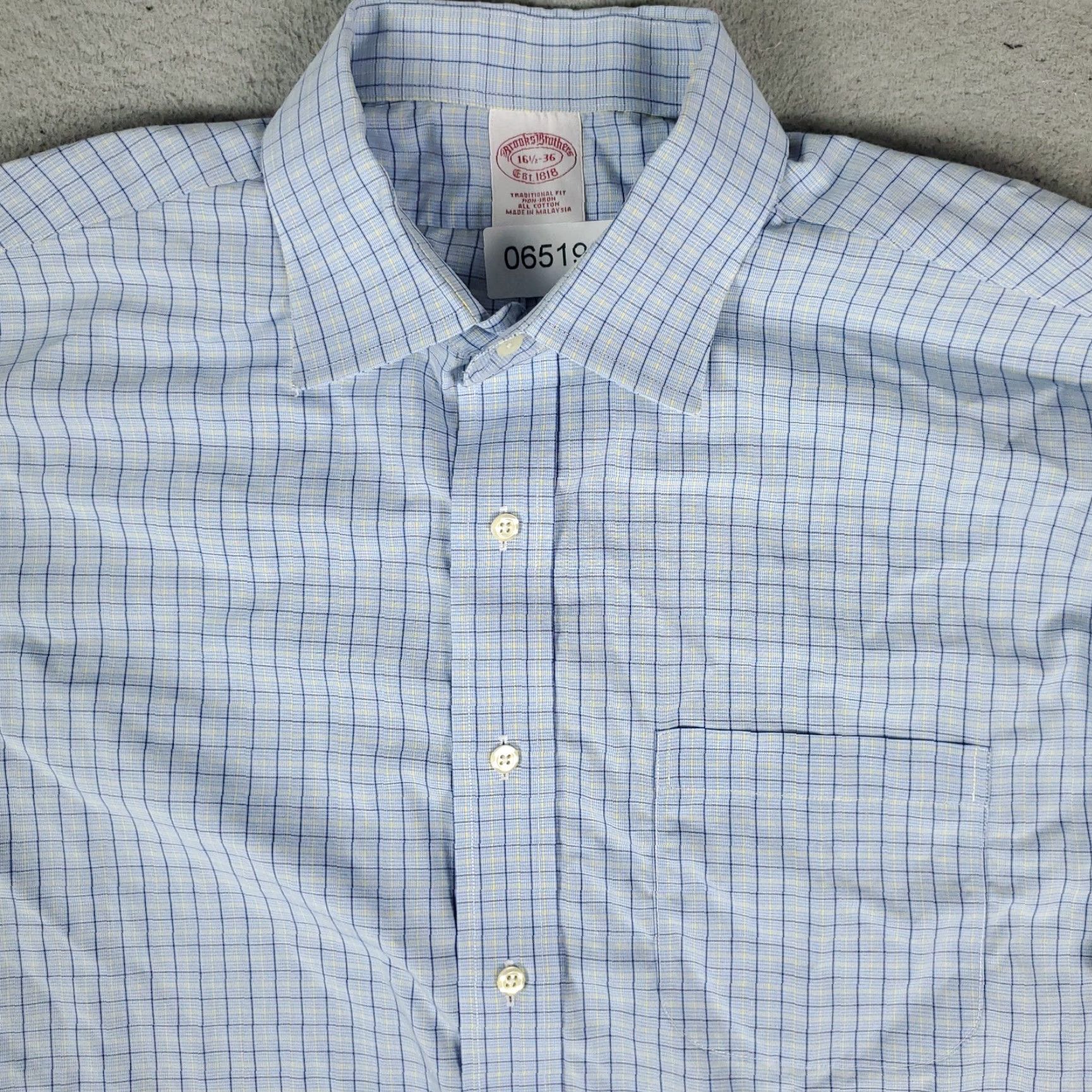 Brooks Brothers Brooks Brothers Shirt Mens 16.5 Blue Plaid Traditional Fit Dress Button Up Shirt Size 42R - 2 Thumbnail